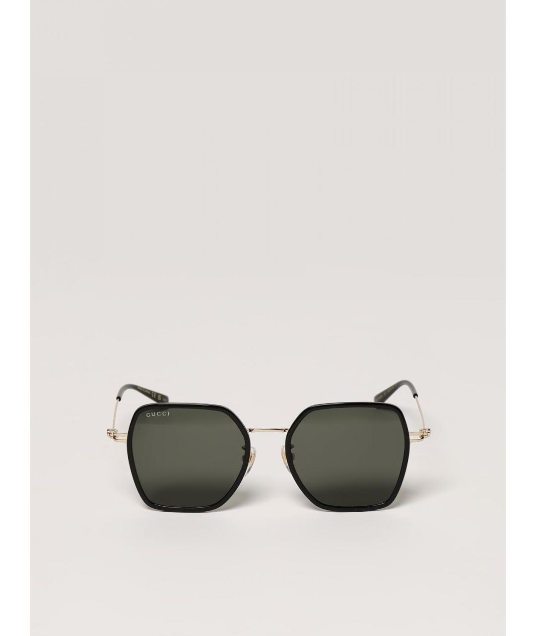 GUCCI Золотые металлические солнцезащитные очки, фото 3