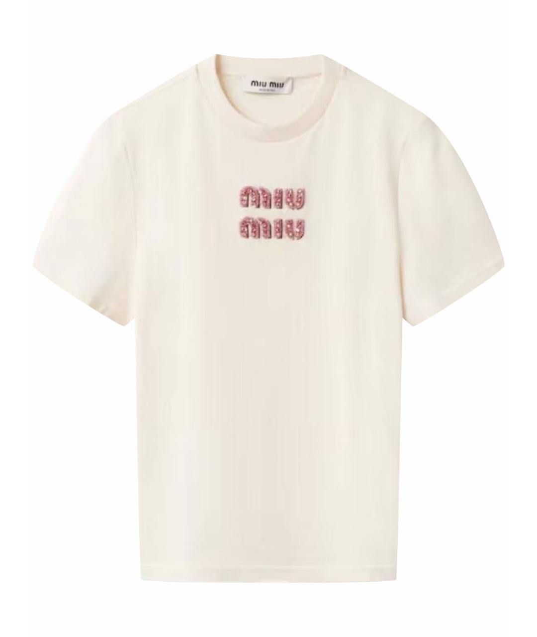 MIU MIU Бежевая хлопковая футболка, фото 1