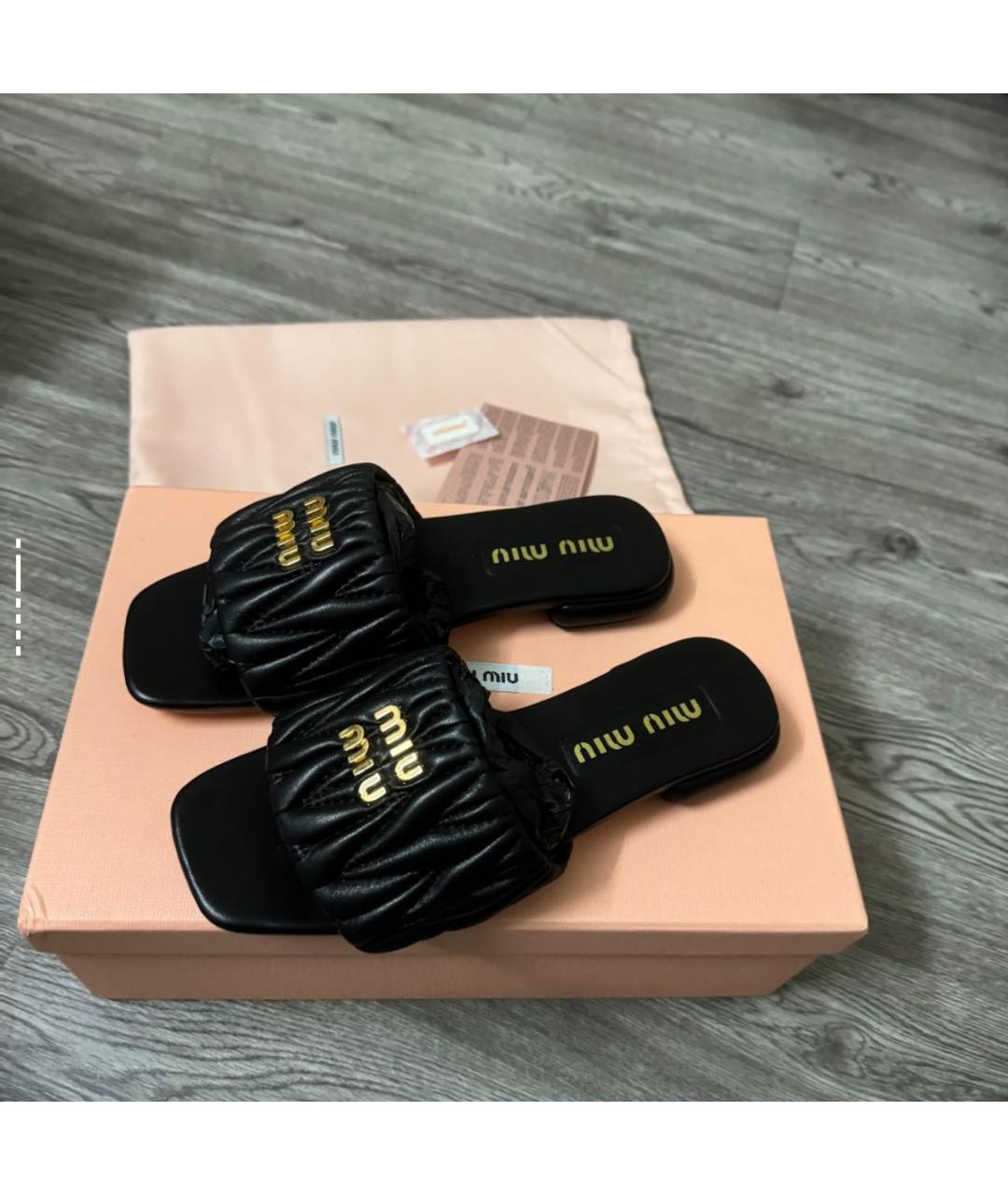MIU MIU Черные кожаные мюли, фото 6