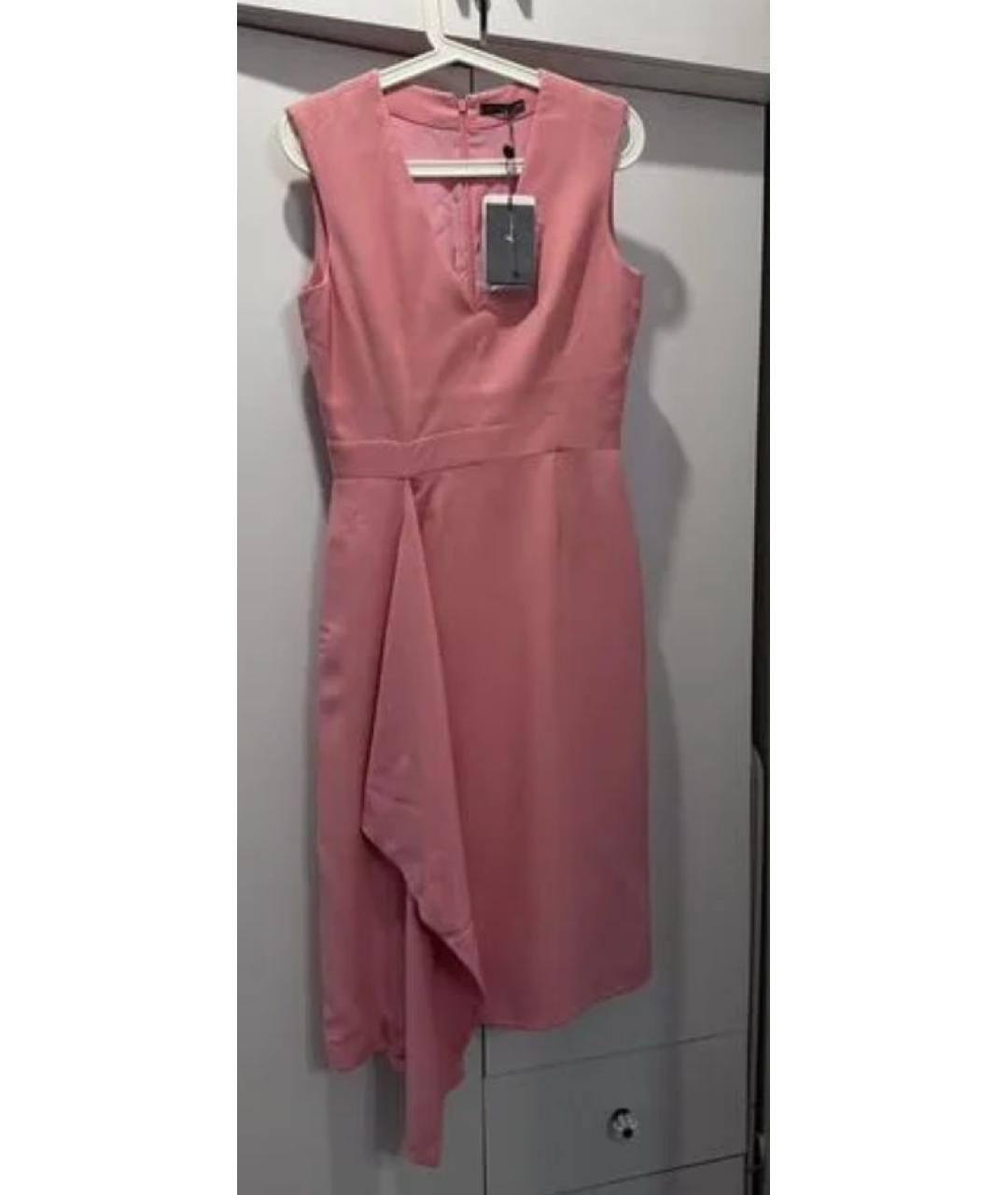 ALEXANDER MCQUEEN Розовое шелковое коктейльное платье, фото 4