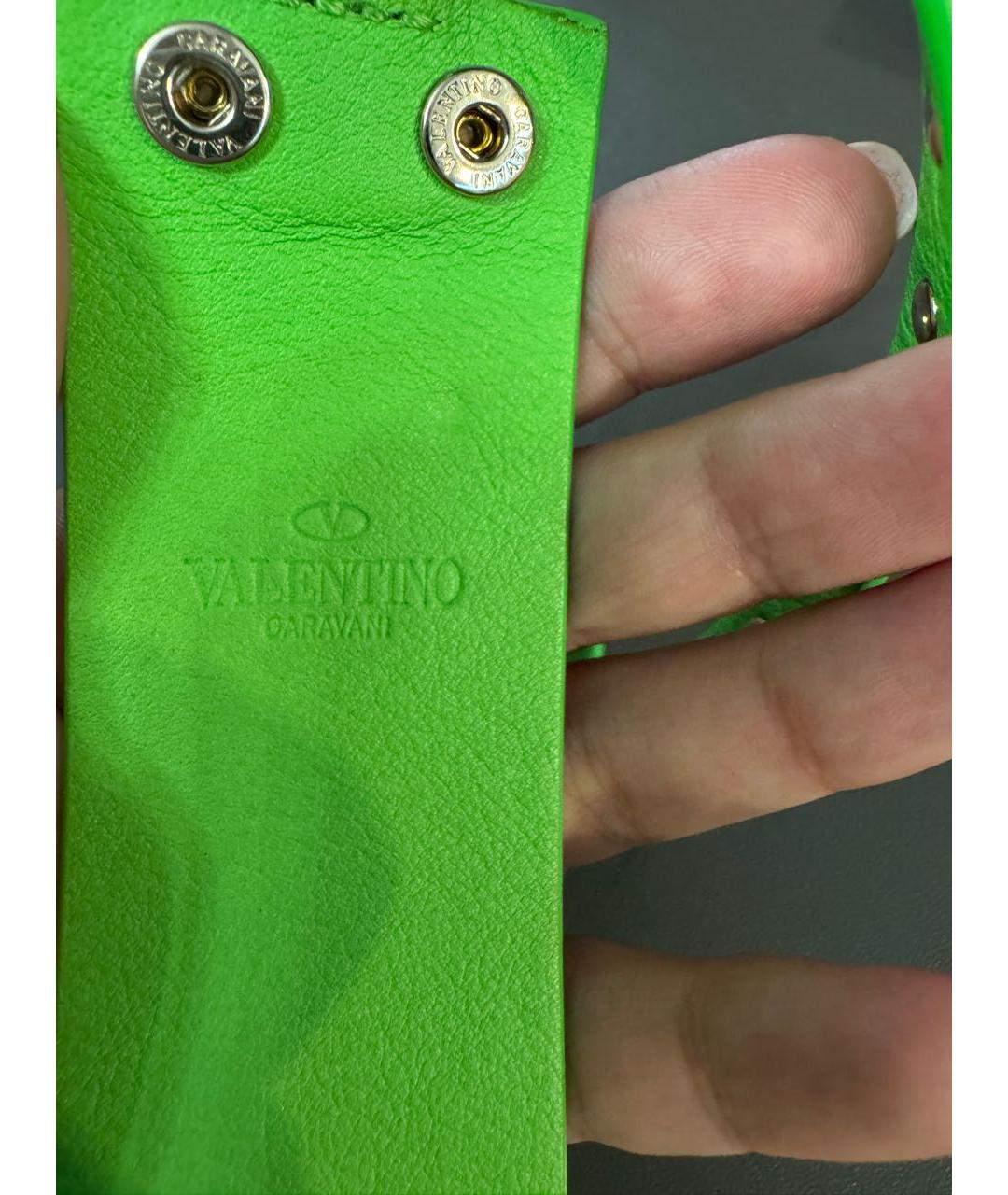 VALENTINO Салатовый кожаный браслет, фото 6