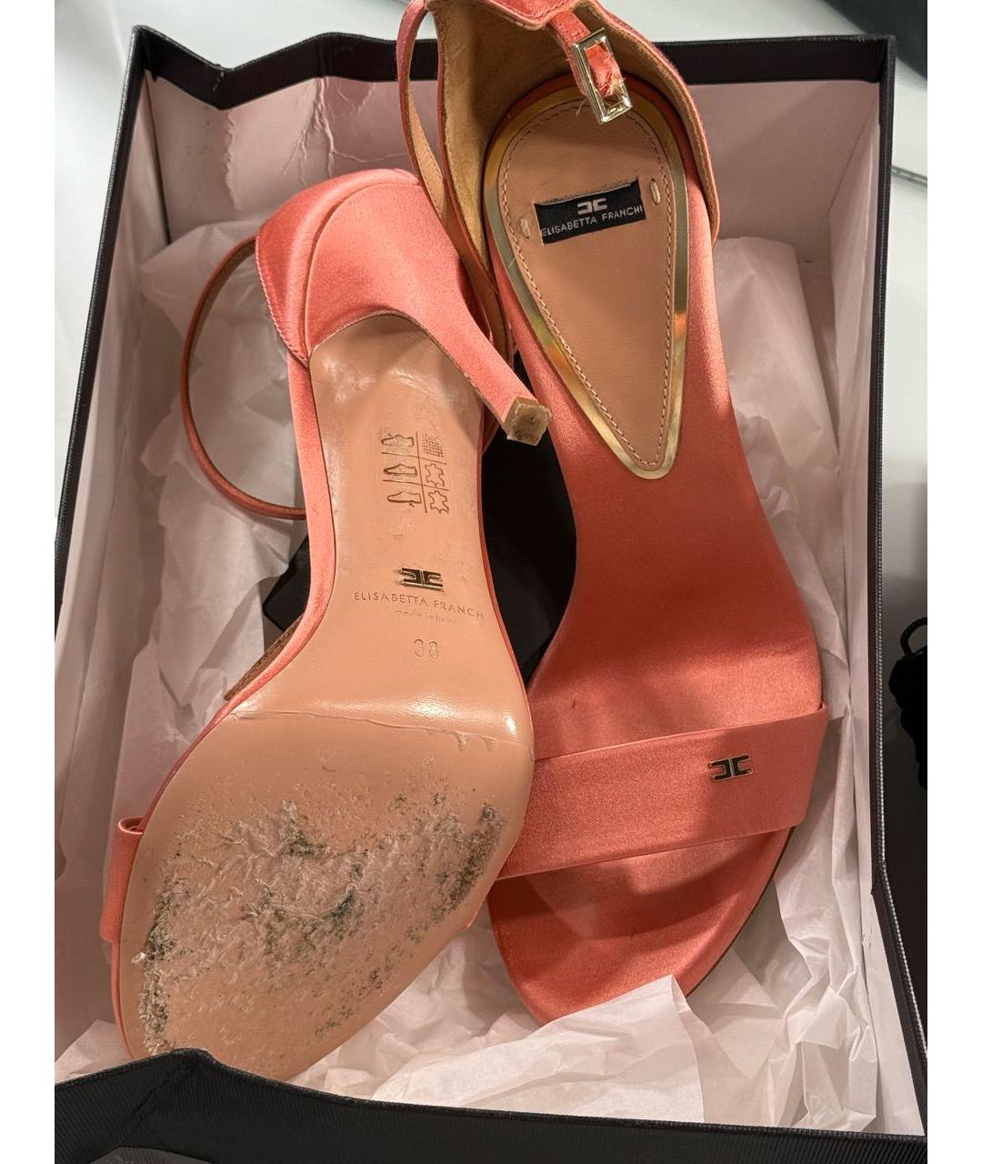 ELISABETTA FRANCHI Коралловые текстильные босоножки, фото 4