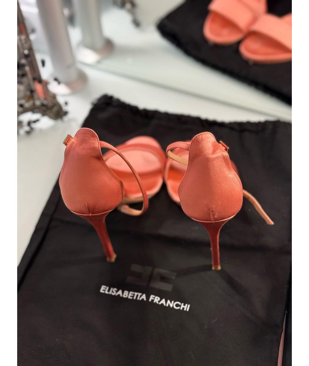 ELISABETTA FRANCHI Коралловые текстильные босоножки, фото 3