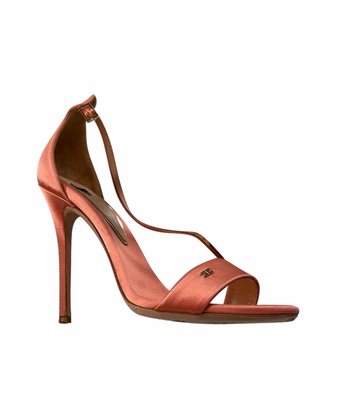 ELISABETTA FRANCHI Коралловые текстильные босоножки, фото 1