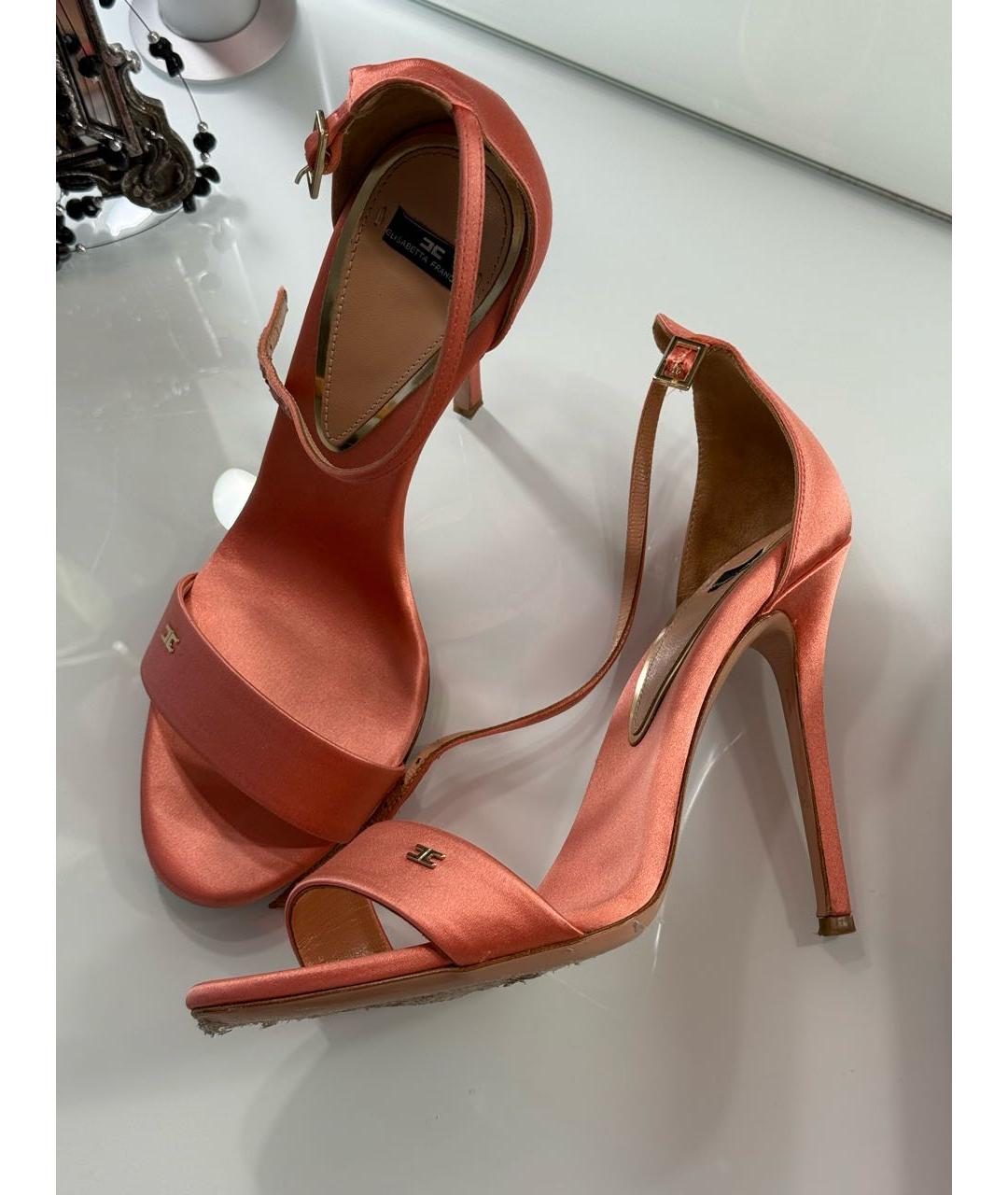 ELISABETTA FRANCHI Коралловые текстильные босоножки, фото 6