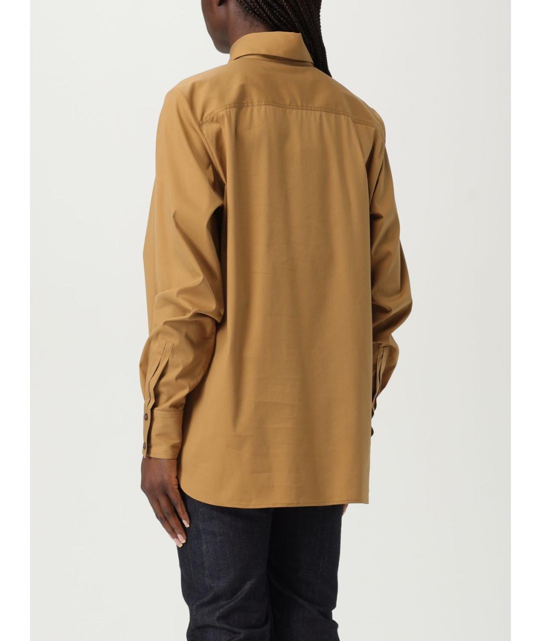SAINT LAURENT Горчичная хлопко-эластановая блузы, фото 4