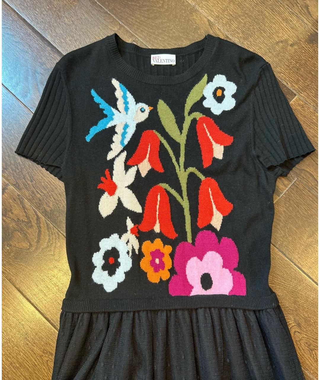 RED VALENTINO Черное вискозное повседневное платье, фото 4