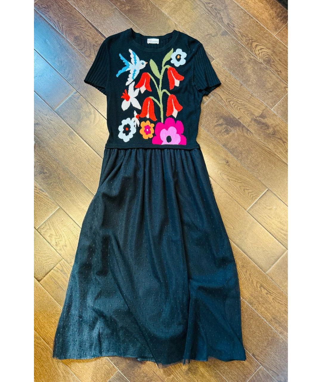 RED VALENTINO Черное вискозное повседневное платье, фото 9