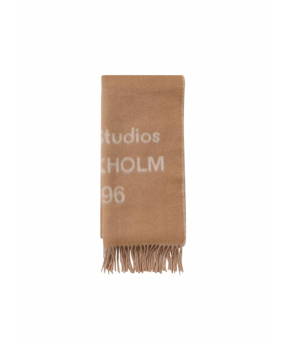 ACNE STUDIOS Коричневый шерстяной шарф, фото 1