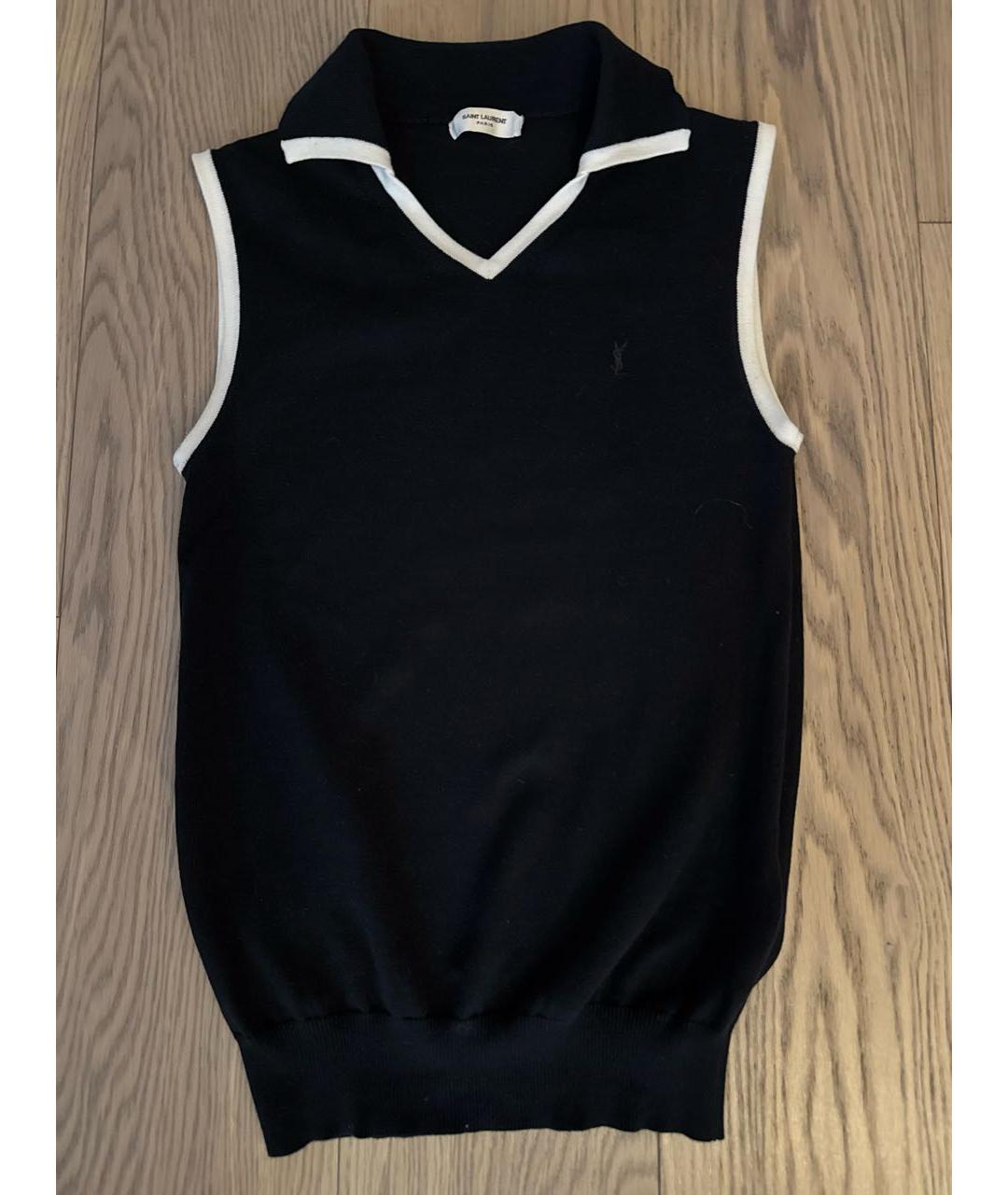 SAINT LAURENT Черная хлопковая майка, фото 3