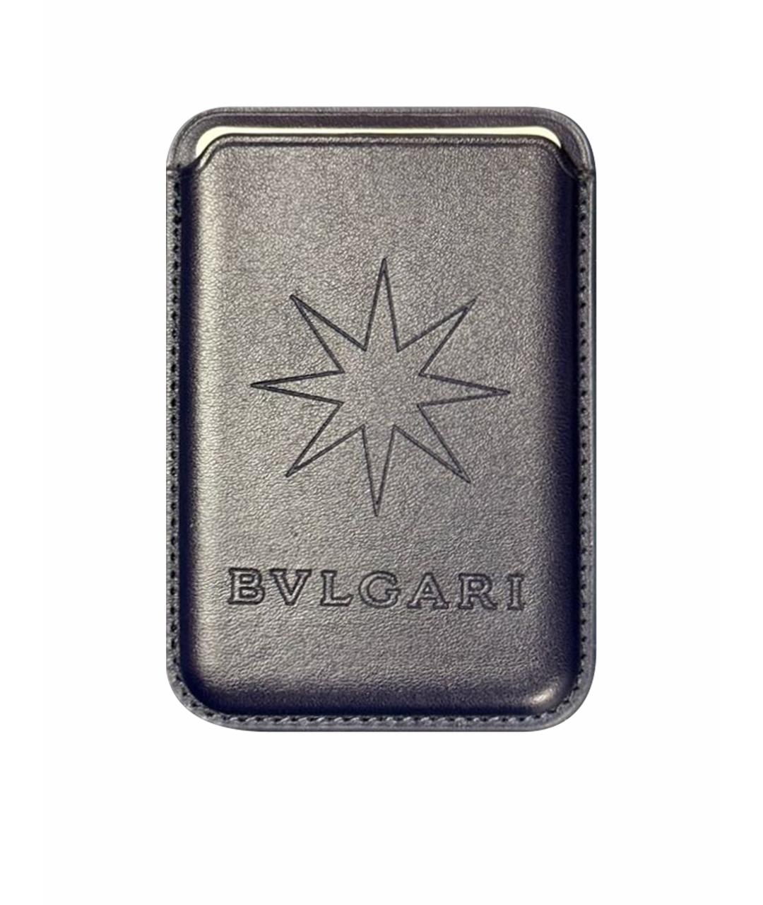 BVLGARI Темно-синий кожаный кардхолдер, фото 1