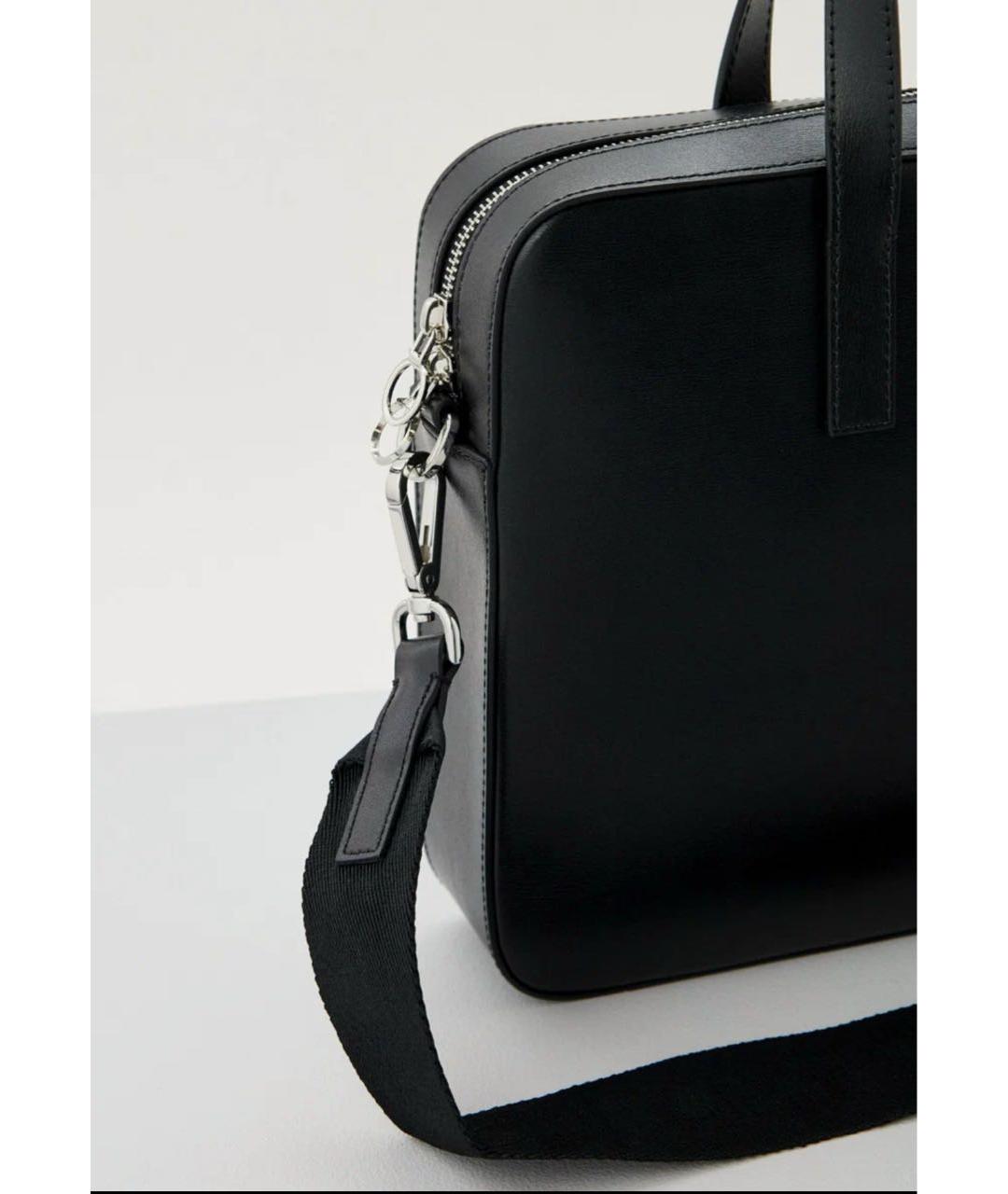 TRUSSARDI Черный кожаный портфель, фото 3