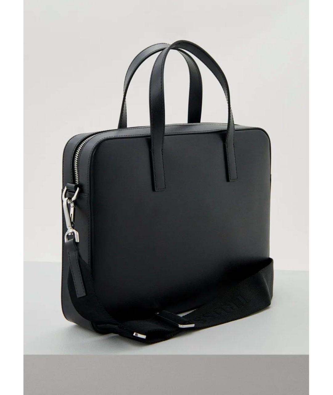 TRUSSARDI Черный кожаный портфель, фото 2
