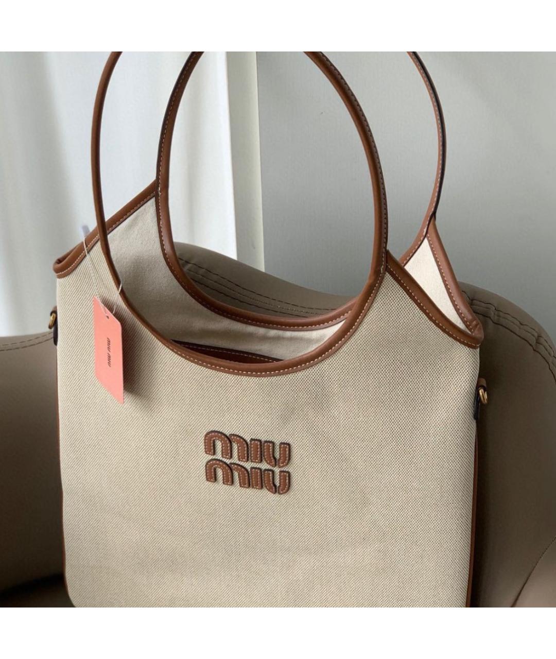 MIU MIU Бежевая сумка тоут, фото 5
