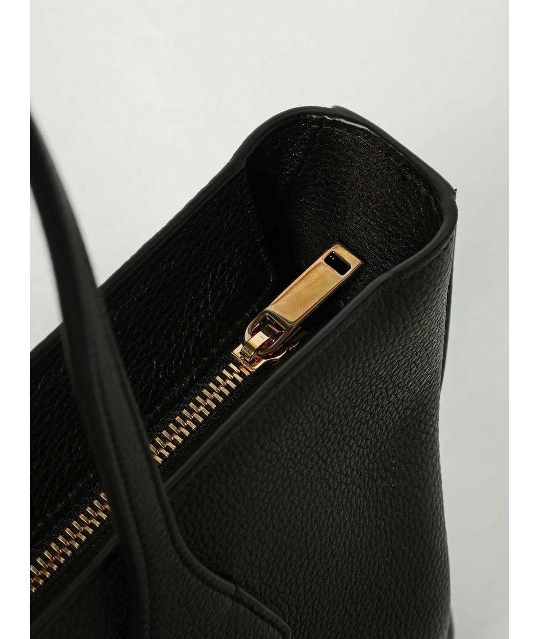 FERRAGAMO Черная кожаная сумка тоут, фото 4