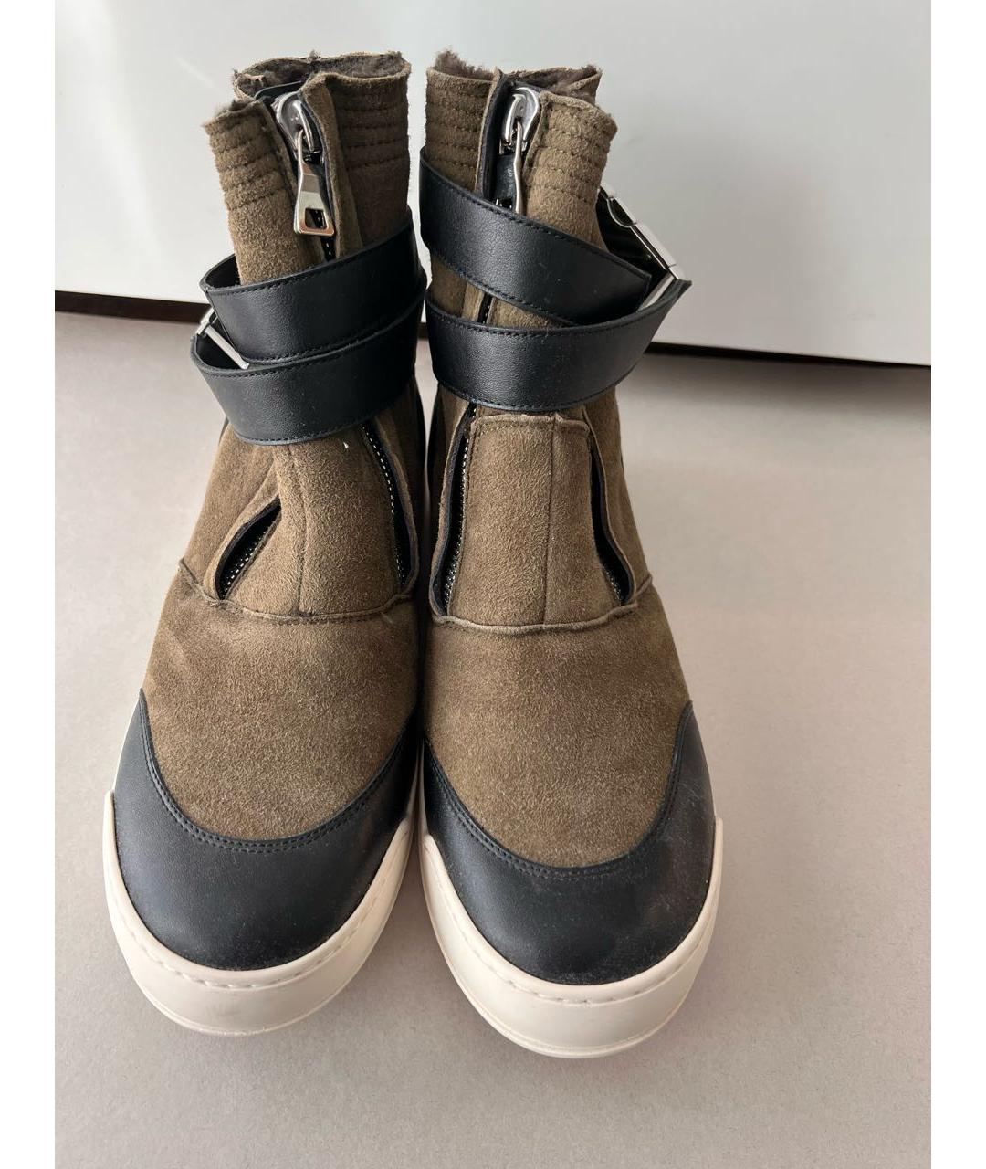 BALMAIN Хаки замшевые высокие ботинки, фото 2