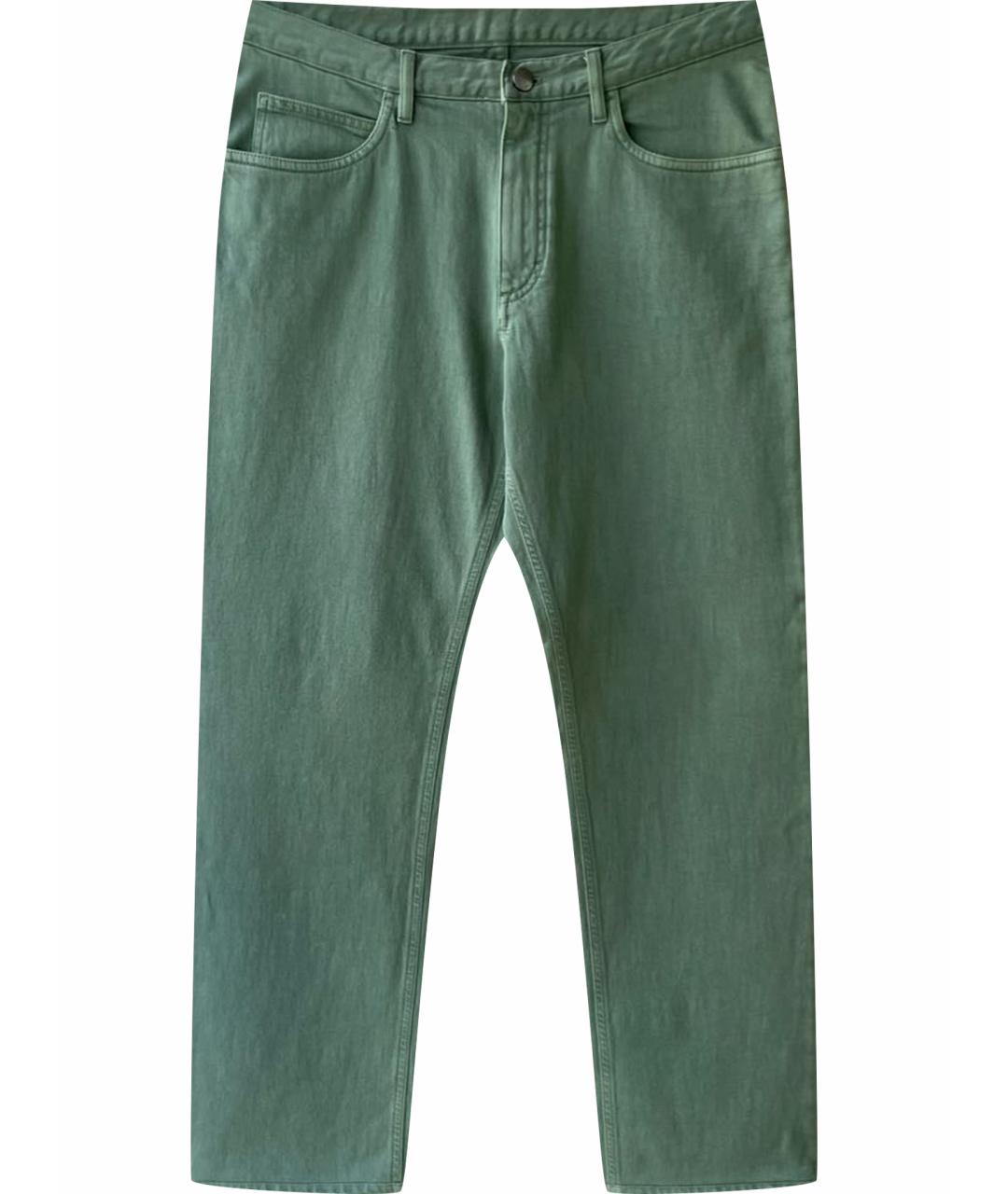 LORO PIANA Зеленые хлопковые прямые джинсы, фото 1