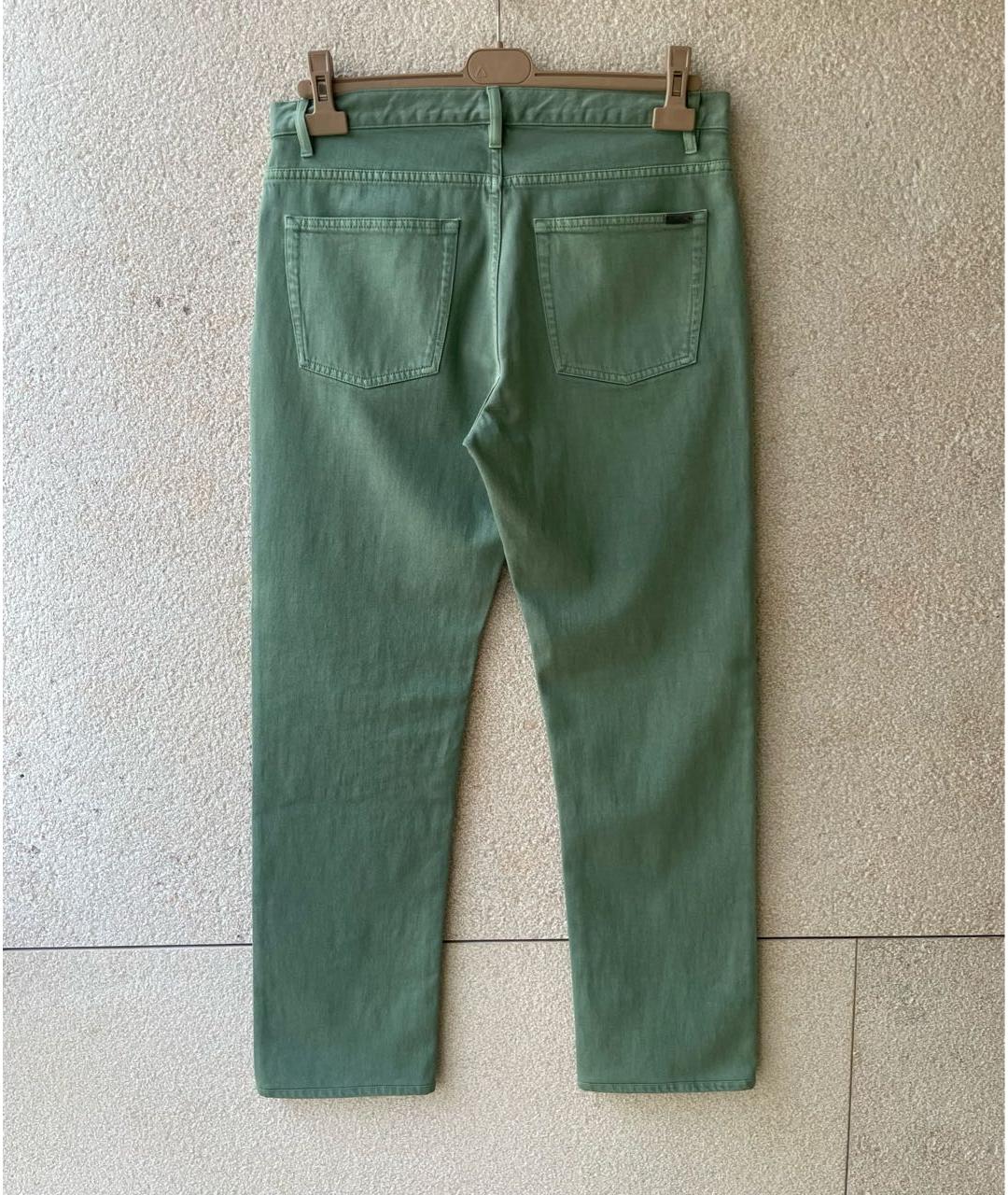 LORO PIANA Зеленые хлопковые прямые джинсы, фото 2