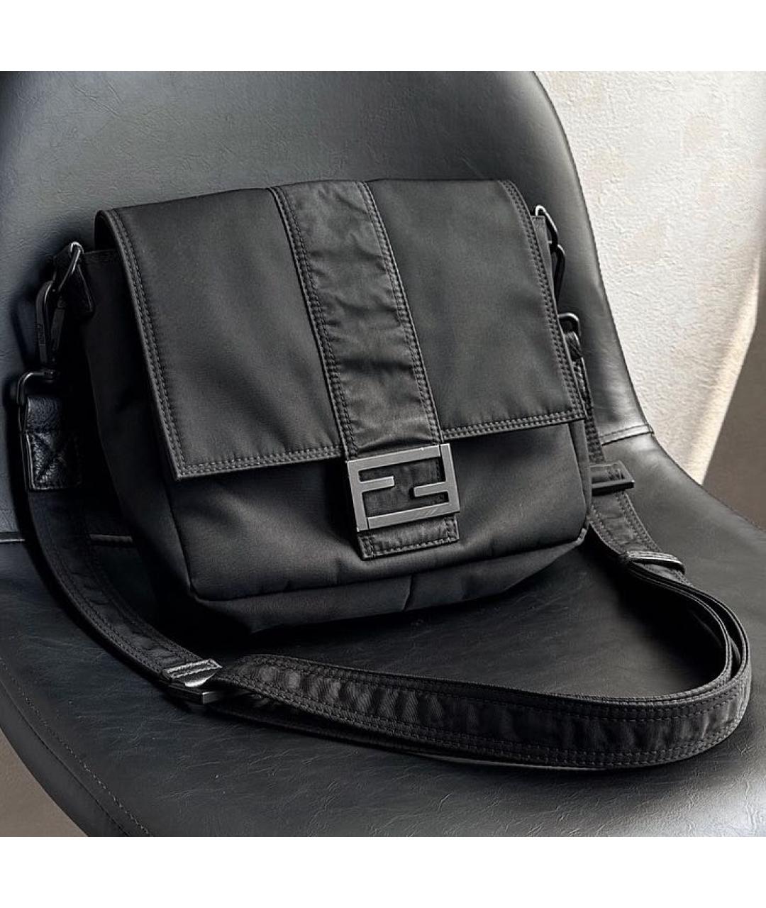FENDI Черная тканевая сумка на плечо, фото 2