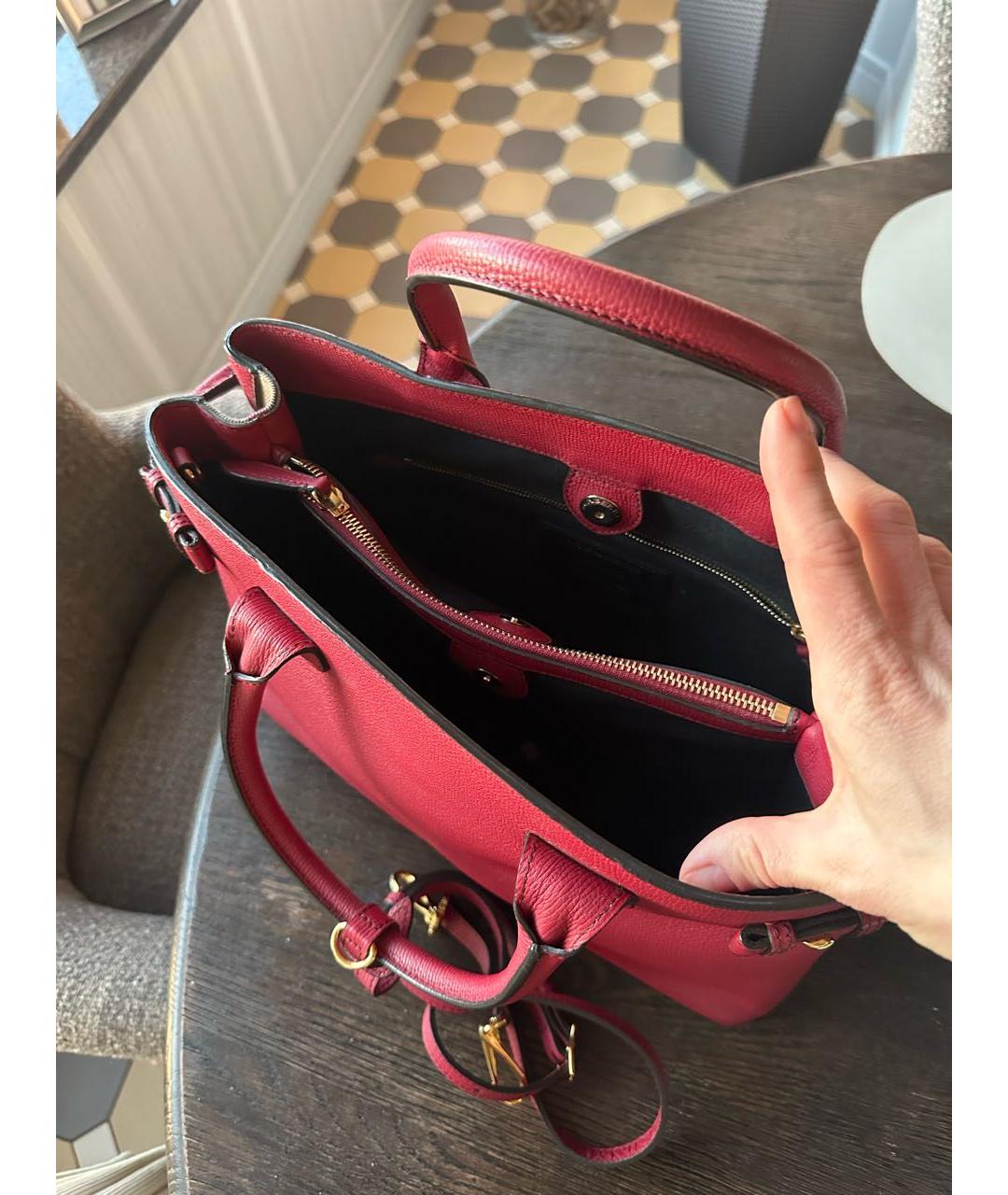 BURBERRY Бордовая кожаная сумка тоут, фото 4