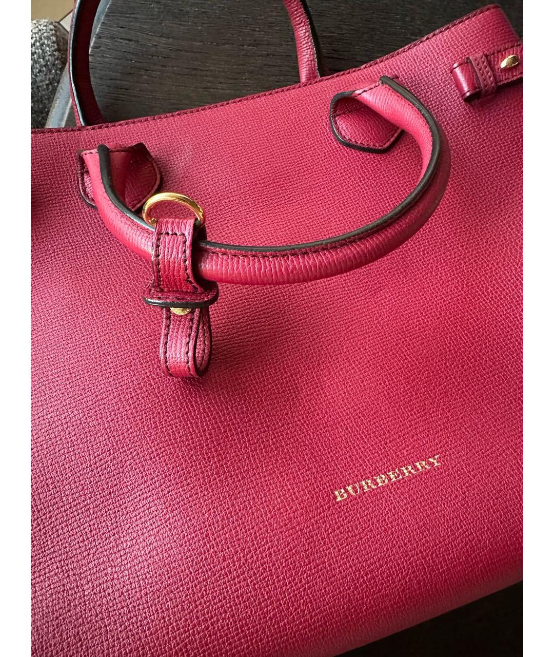 BURBERRY Бордовая кожаная сумка тоут, фото 5