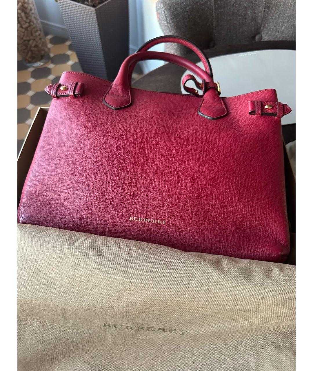 BURBERRY Бордовая кожаная сумка тоут, фото 8