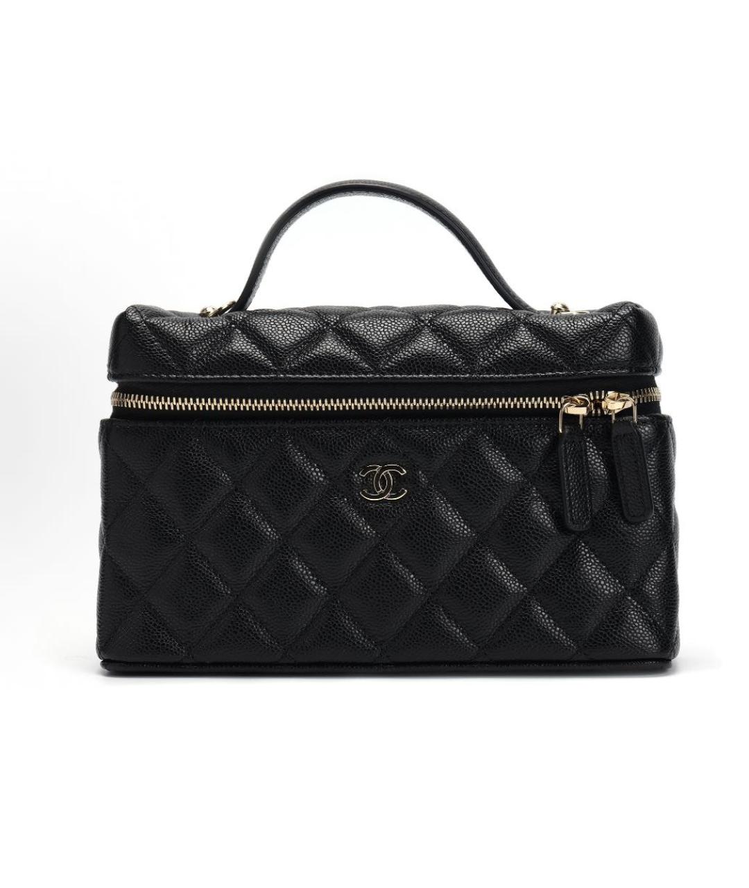 CHANEL Черная кожаная сумка с короткими ручками, фото 6