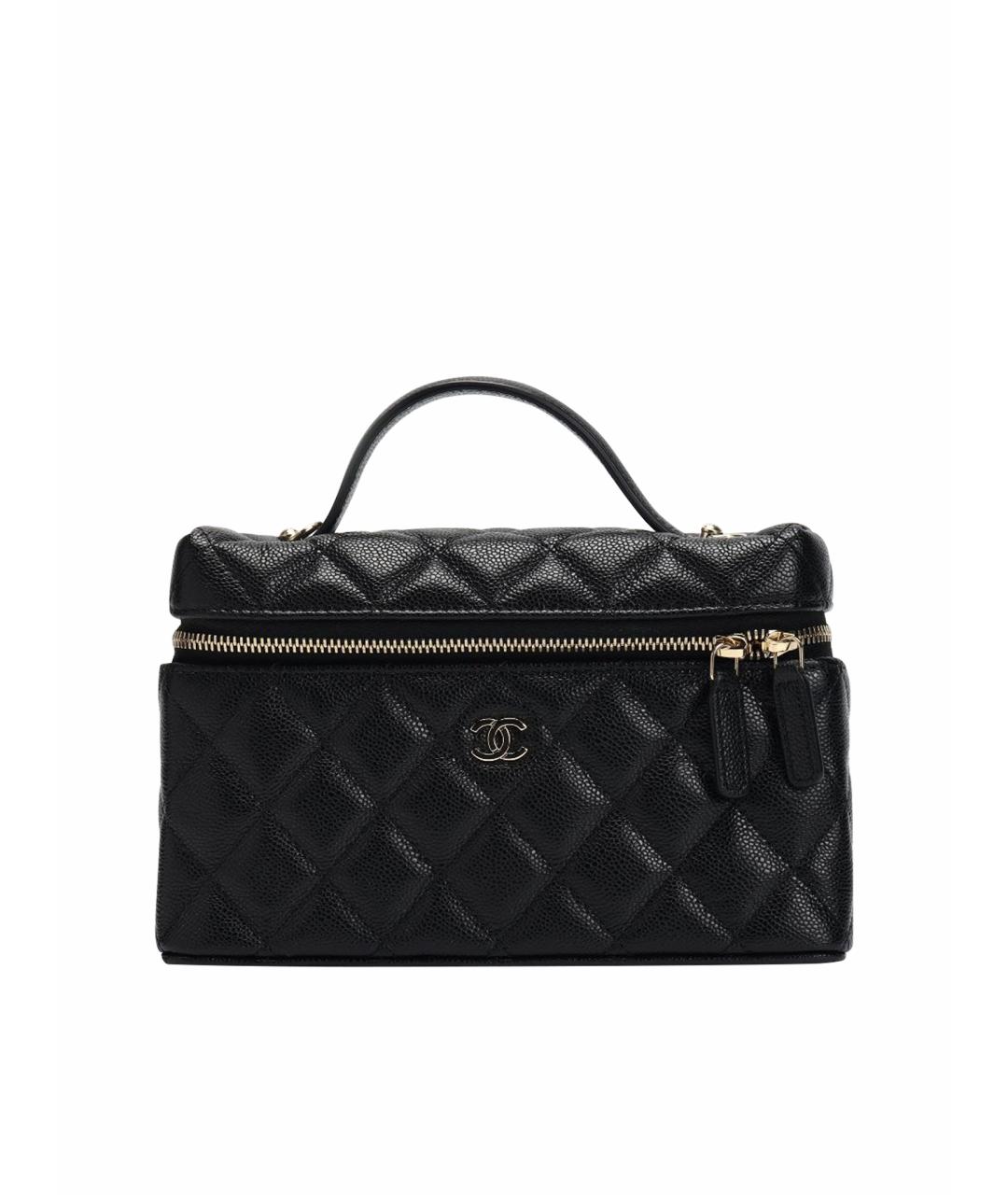 CHANEL Черная кожаная сумка с короткими ручками, фото 1