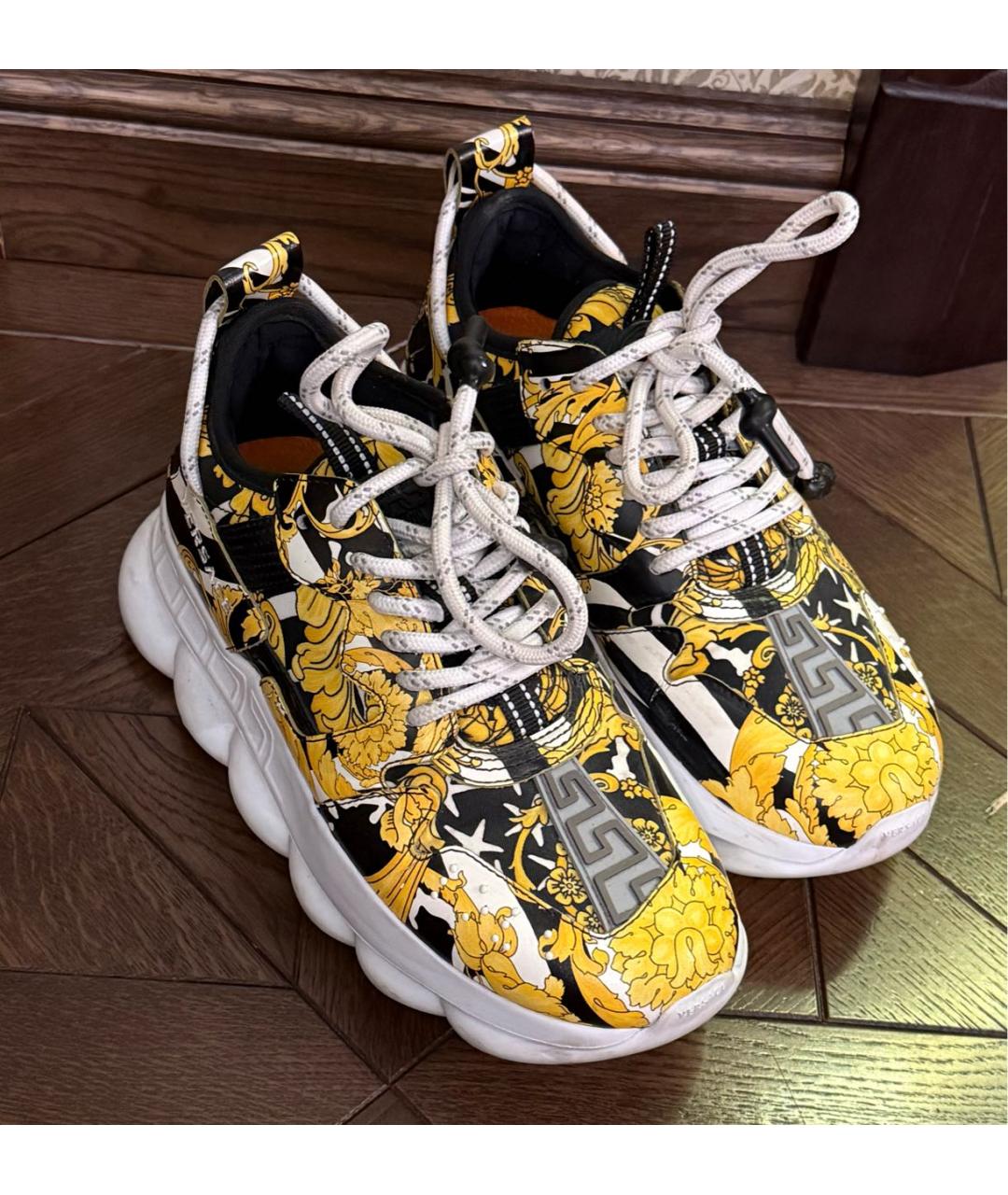 VERSACE Желтые кроссовки из лакированной кожи, фото 4