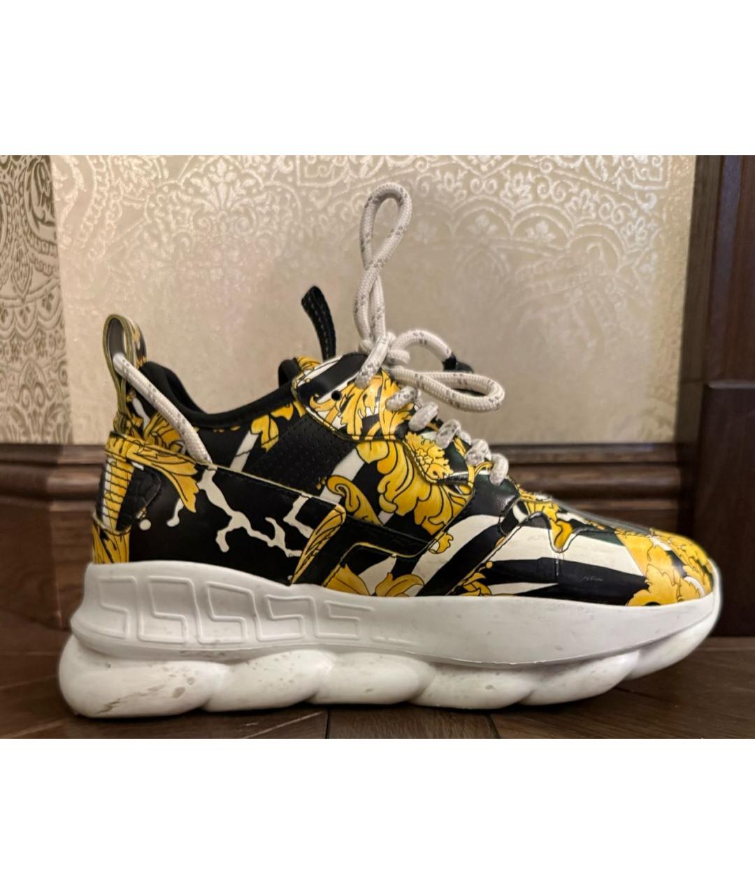 VERSACE Желтые кроссовки из лакированной кожи, фото 5