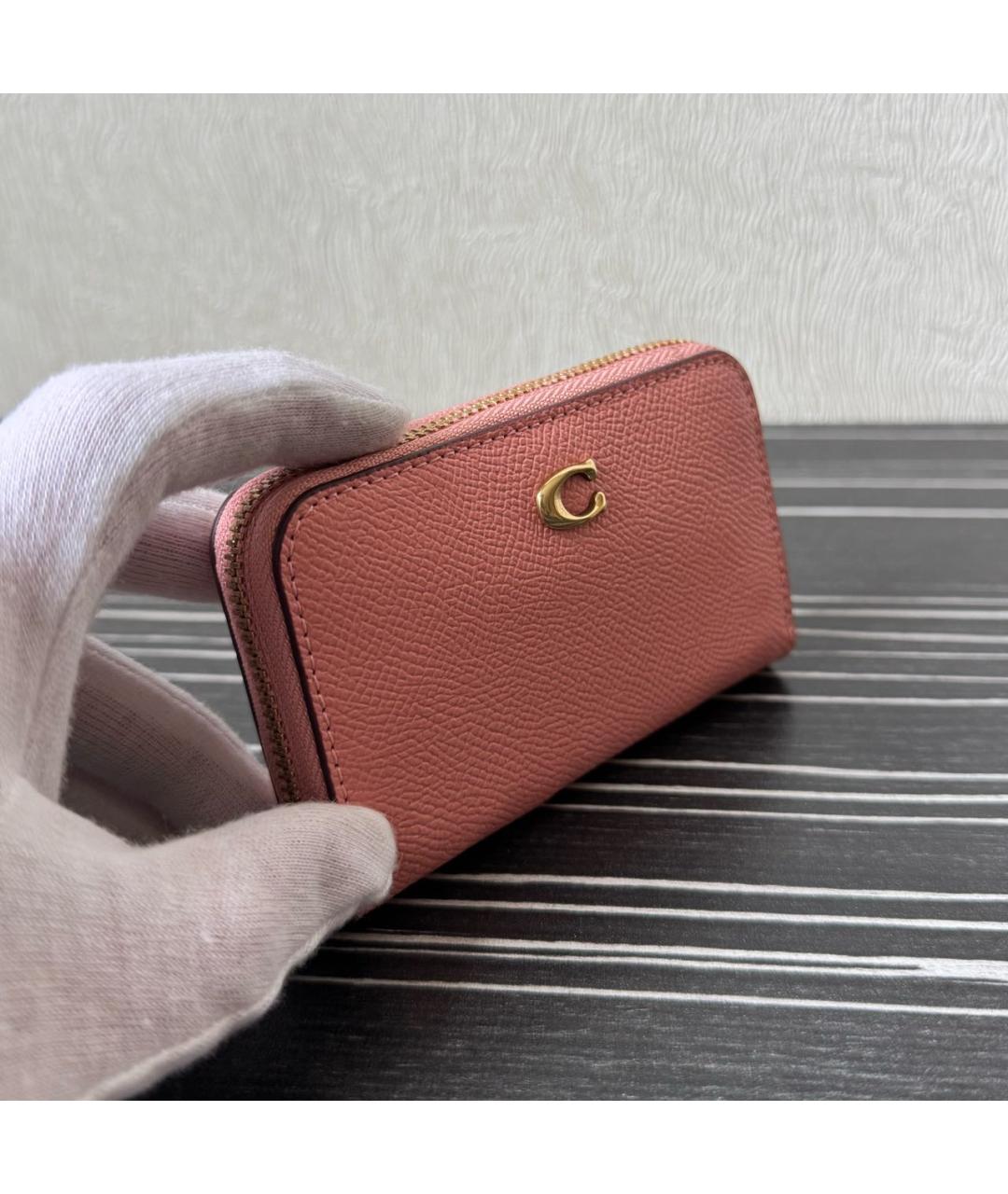 COACH Розовый кожаный кошелек, фото 2
