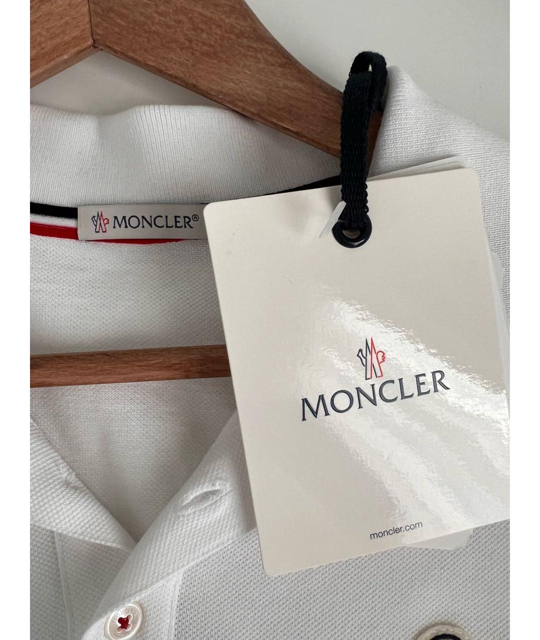 MONCLER Белое хлопковое поло с коротким рукавом, фото 3