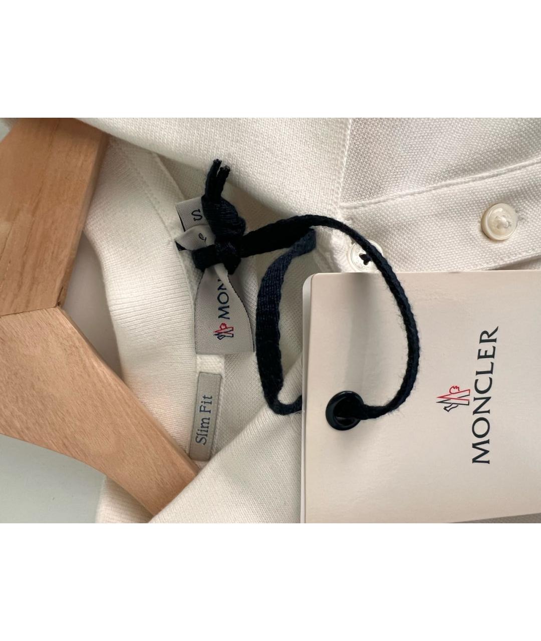 MONCLER Белое хлопковое поло с коротким рукавом, фото 6
