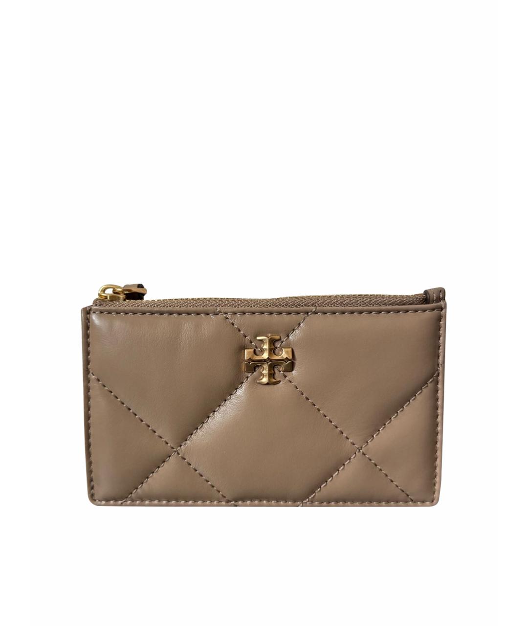 TORY BURCH Коричневый кожаный кардхолдер, фото 1