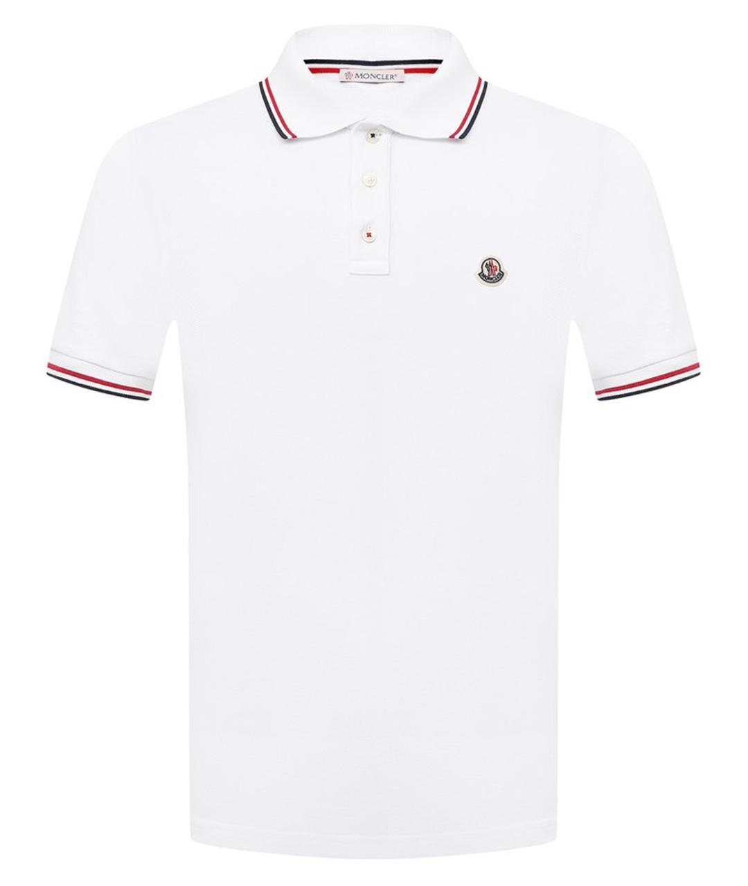 MONCLER Белое хлопковое поло с коротким рукавом, фото 1