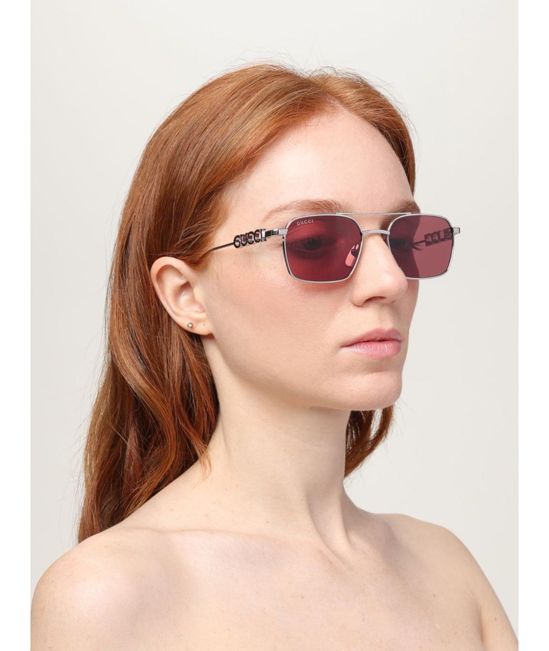 GUCCI Серебряные солнцезащитные очки, фото 2
