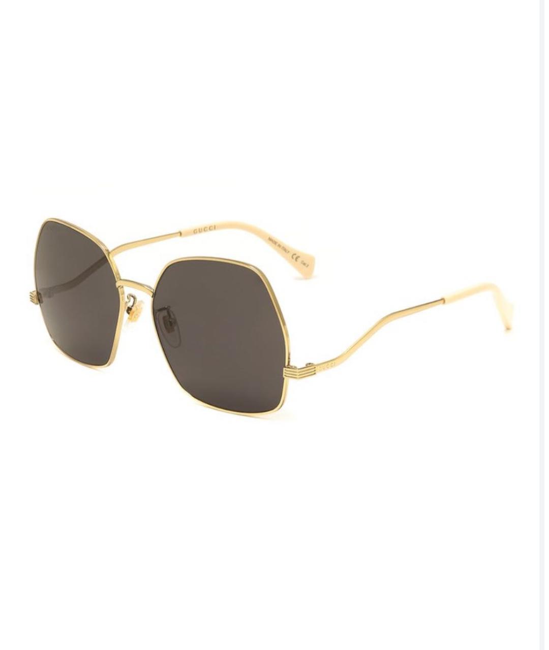 GUCCI Золотые металлические солнцезащитные очки, фото 6