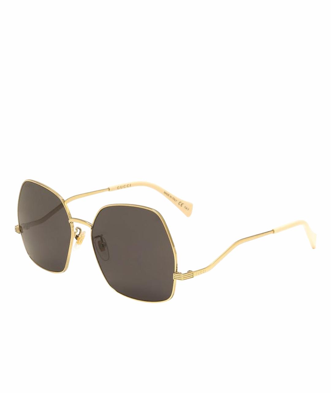 GUCCI Золотые металлические солнцезащитные очки, фото 1