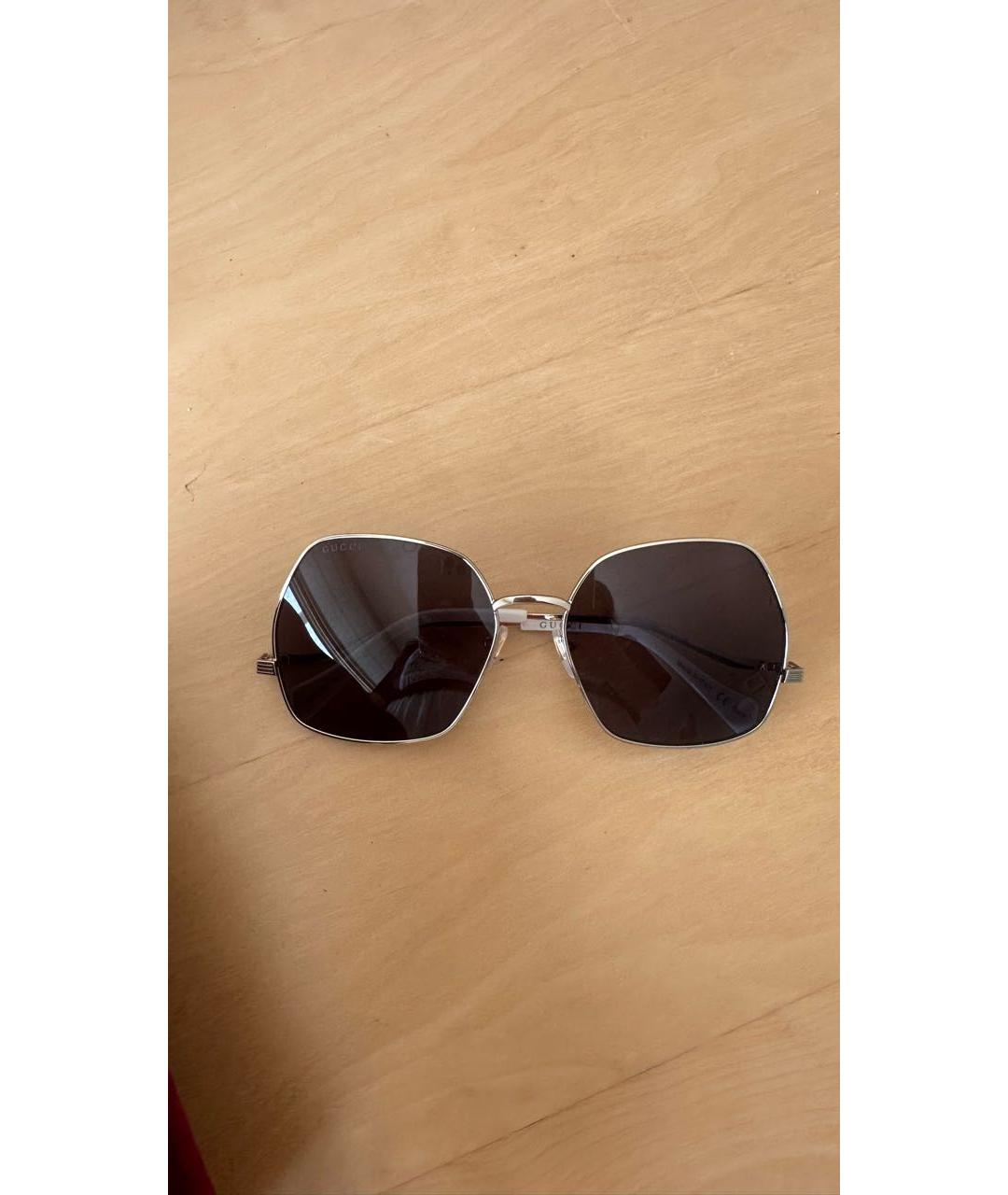 GUCCI Золотые металлические солнцезащитные очки, фото 2