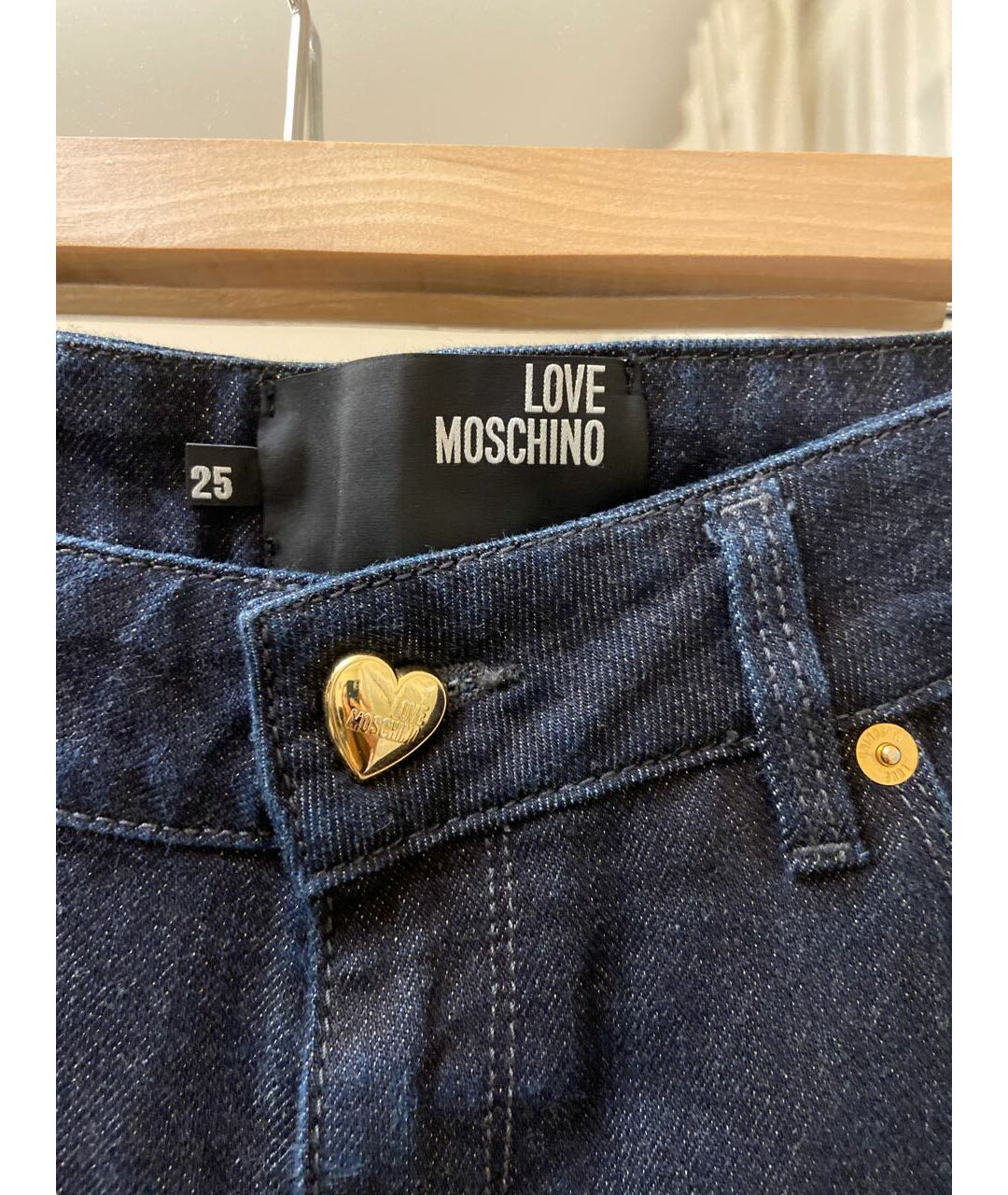 LOVE MOSCHINO Темно-синие деним брюки узкие, фото 3