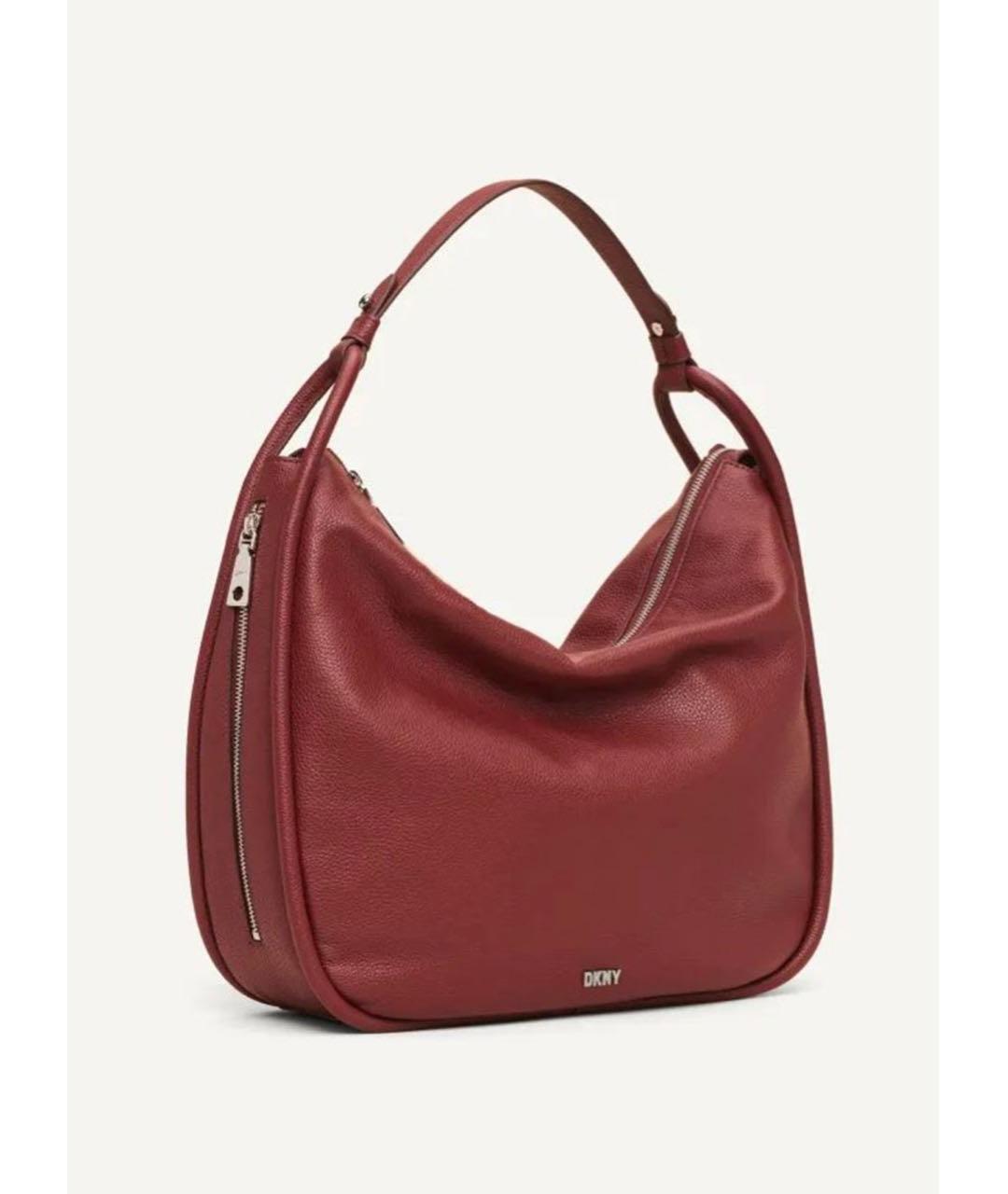DKNY Бордовая кожаная сумка тоут, фото 5