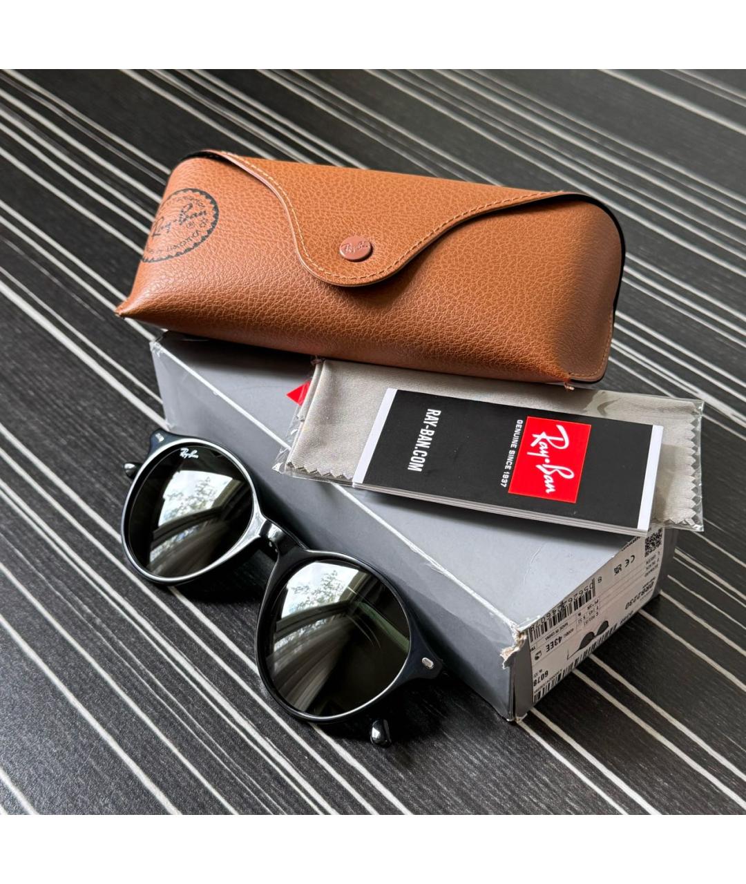 RAY BAN Черные пластиковые солнцезащитные очки, фото 5