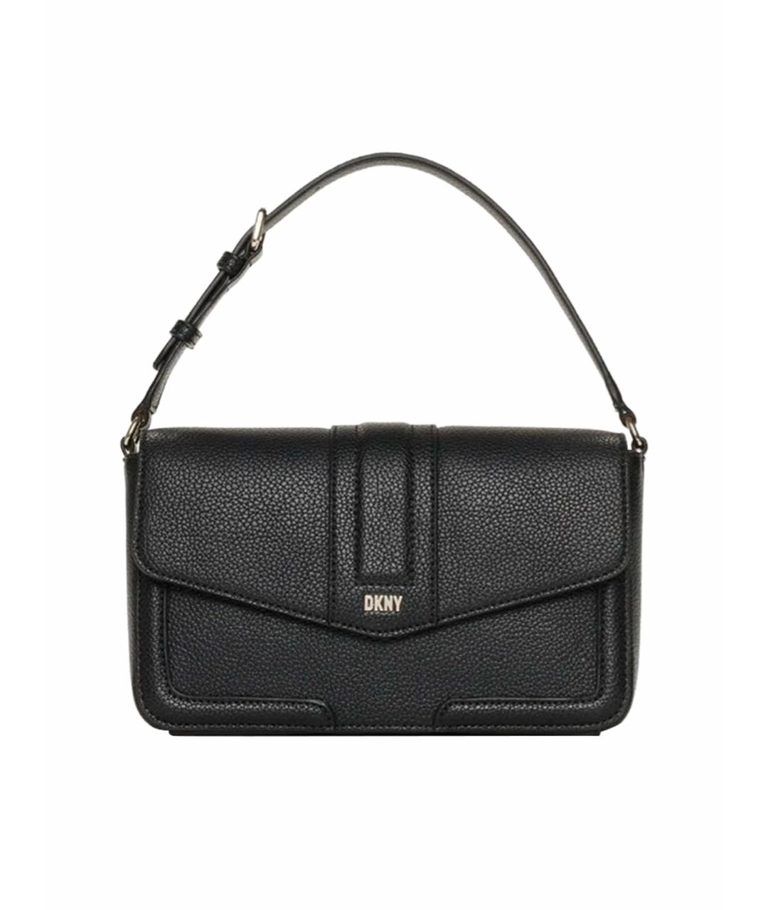 DKNY Черная кожаная сумка через плечо, фото 1