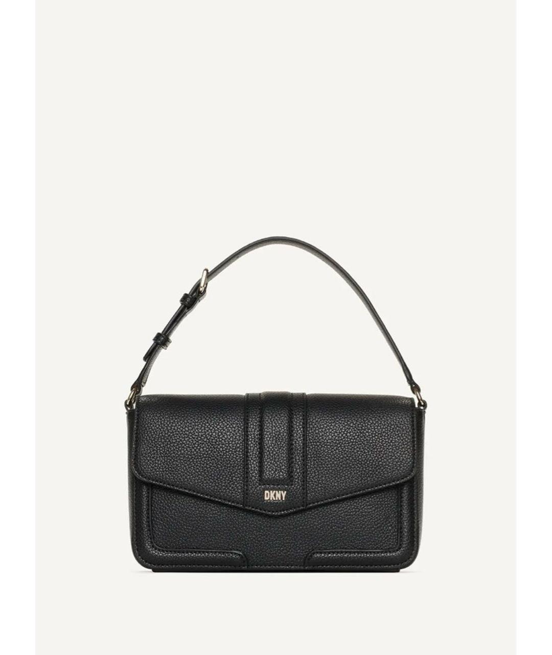 DKNY Черная кожаная сумка через плечо, фото 6