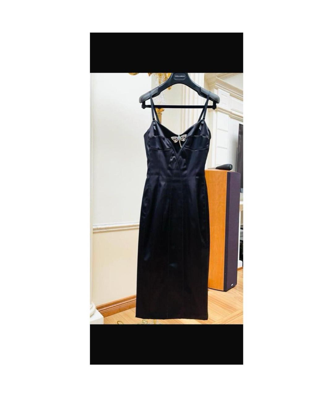 DOLCE&GABBANA Черное ацетатное коктейльное платье, фото 5