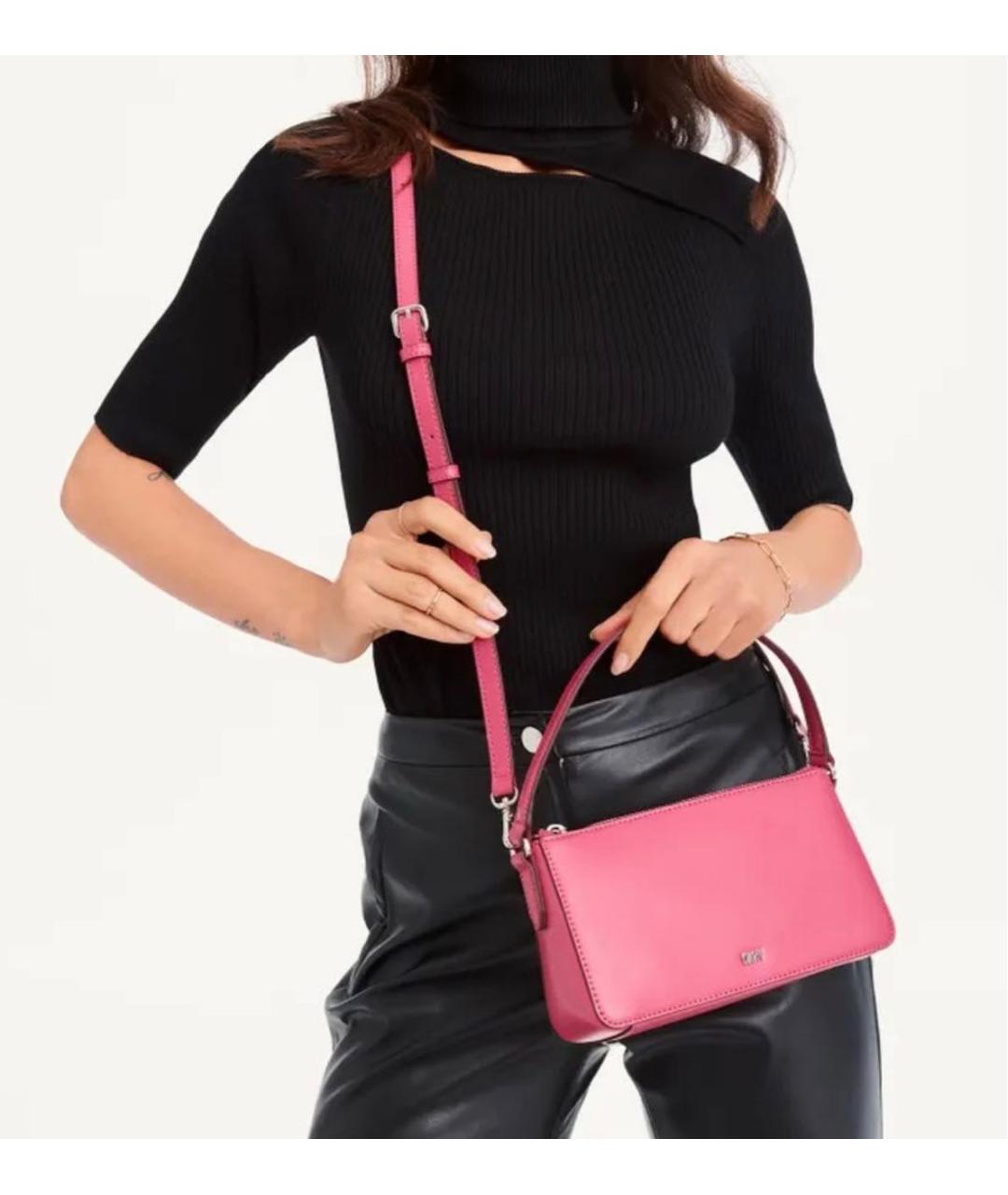 DKNY Розовая кожаная сумка через плечо, фото 4