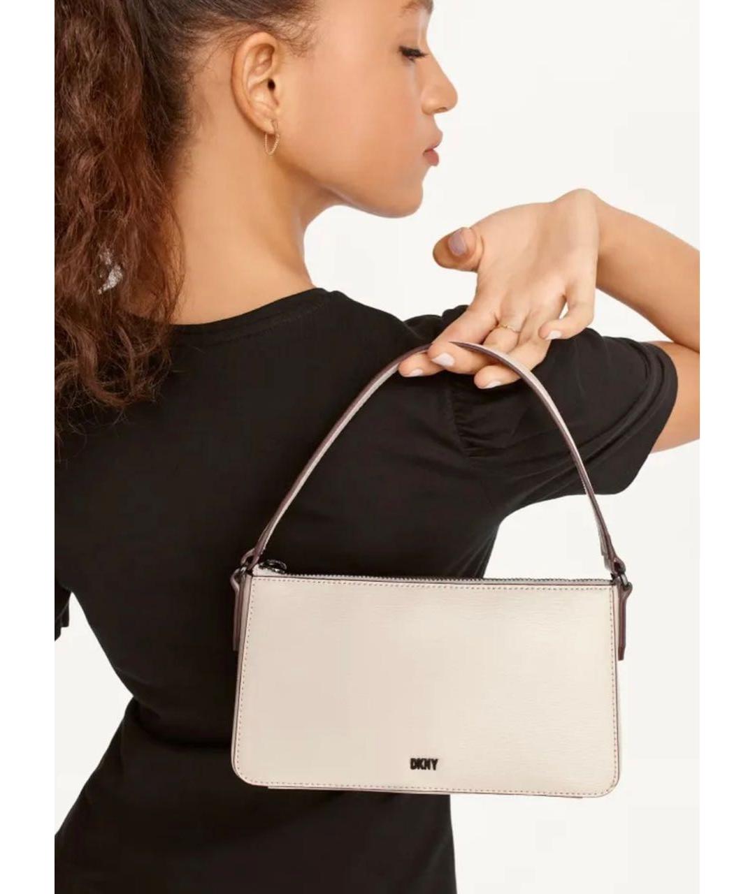 DKNY Белая кожаная сумка через плечо, фото 4