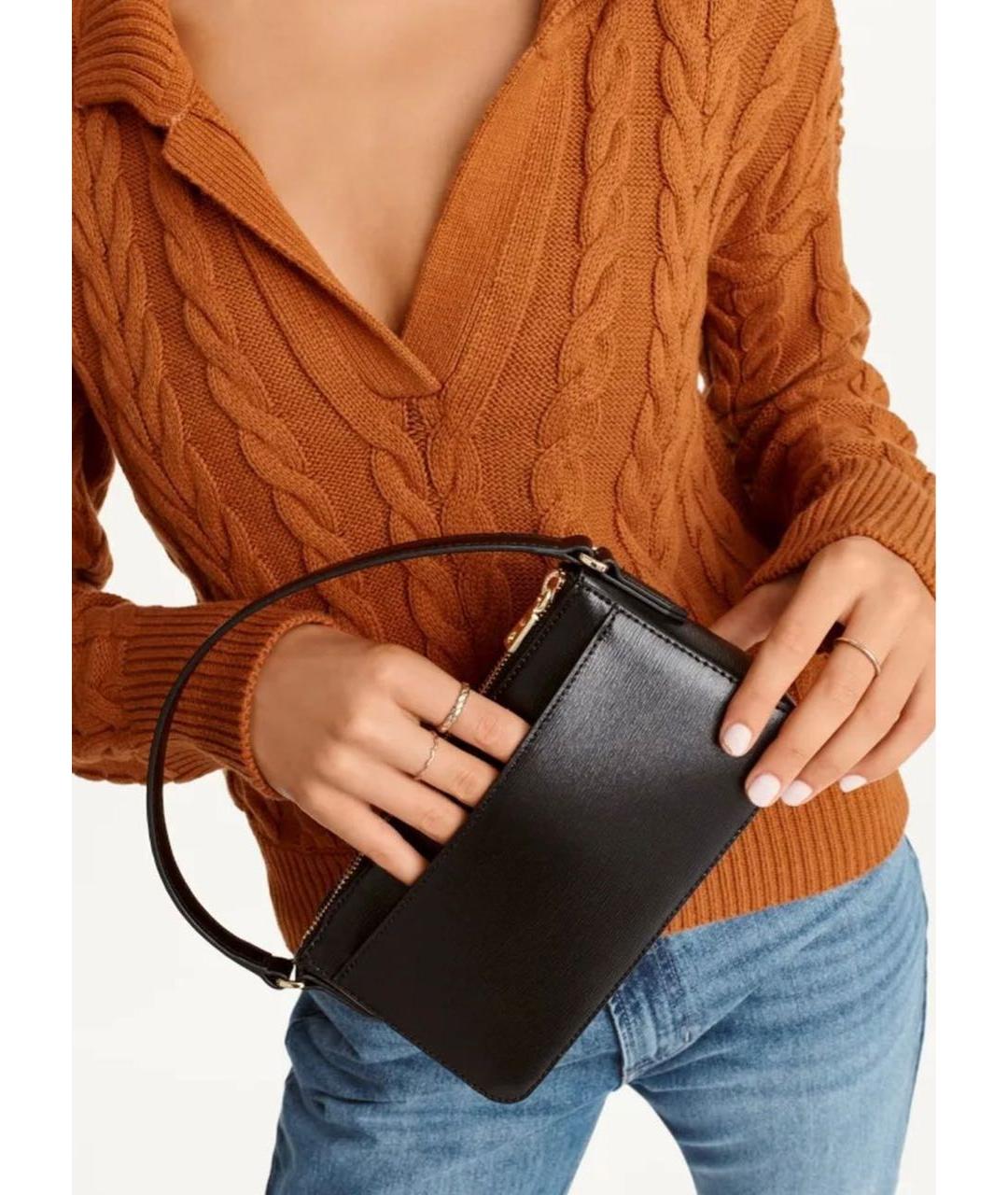 DKNY Черная кожаная сумка с короткими ручками, фото 6