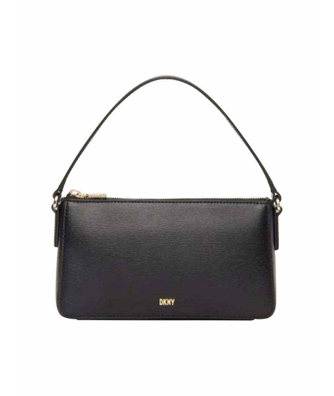 DKNY Черная кожаная сумка с короткими ручками, фото 1