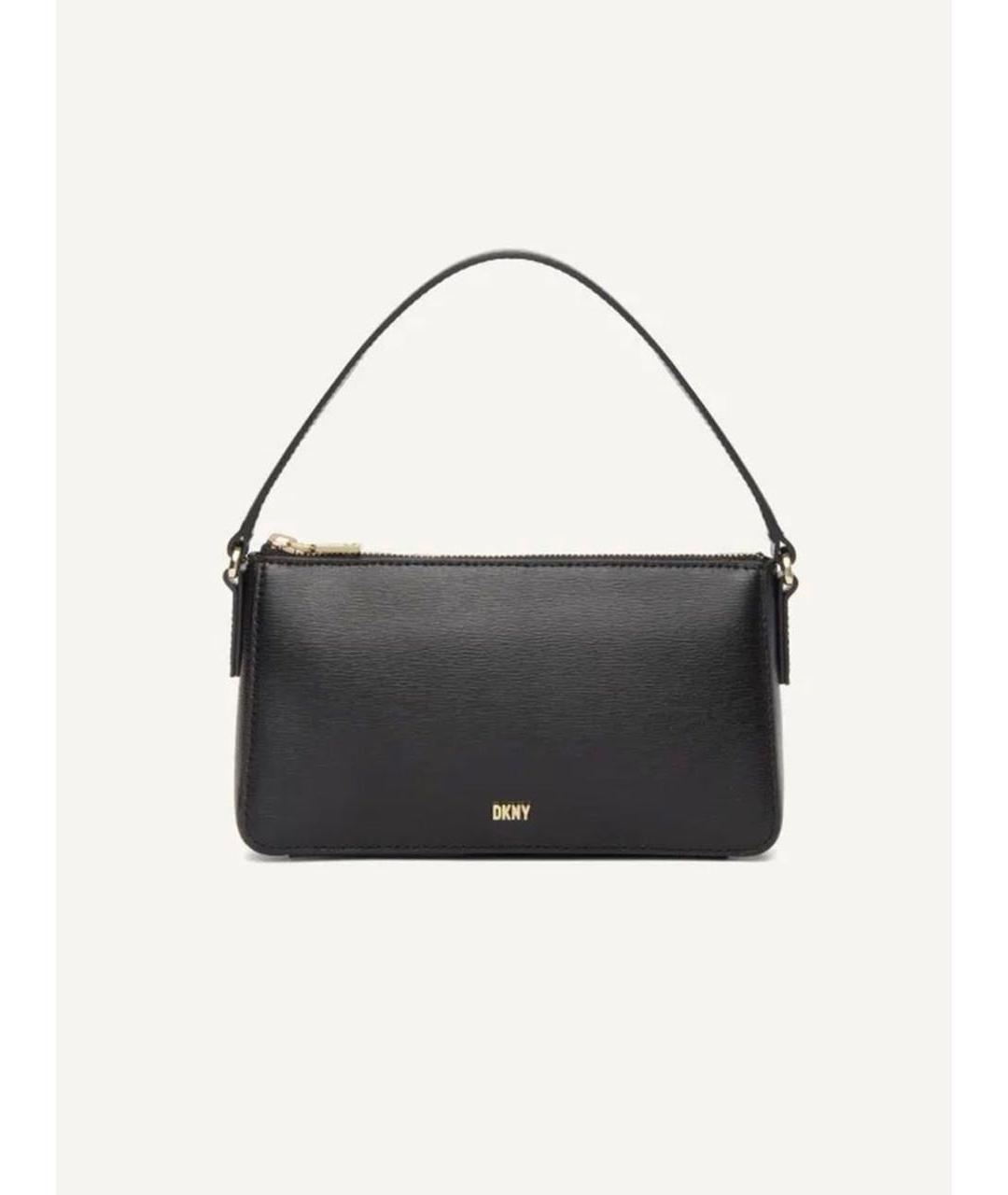DKNY Черная кожаная сумка с короткими ручками, фото 7
